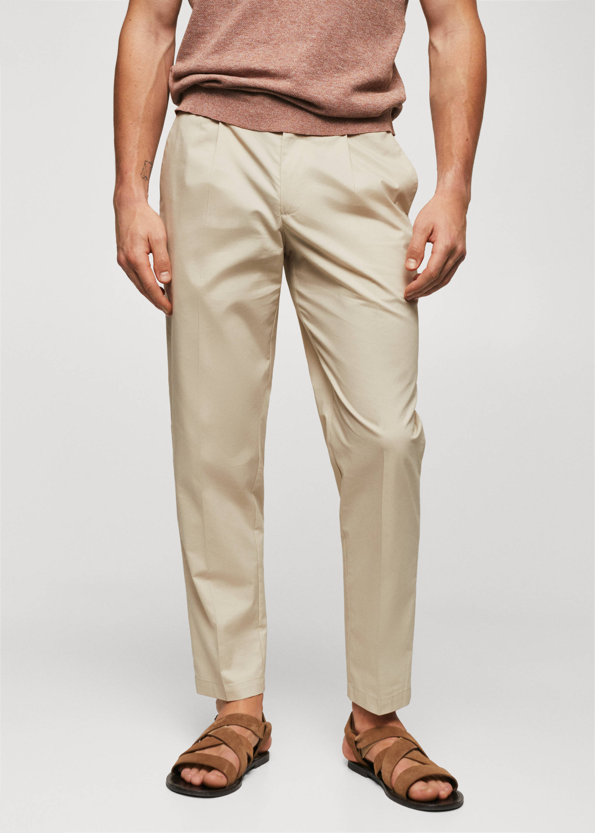 Cotton pleated trousers - Medium plane
