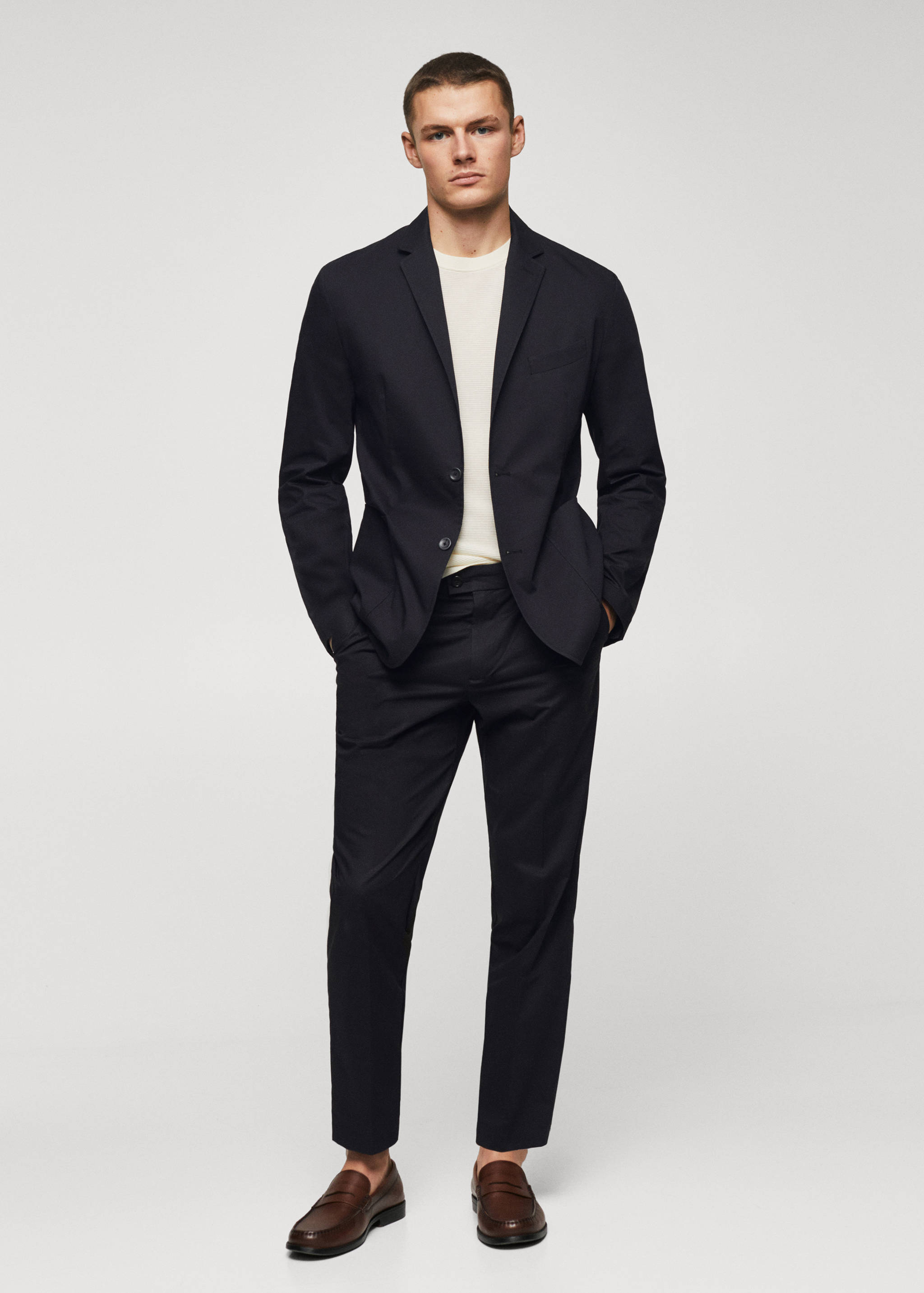 Cotton pleated trousers - General plane