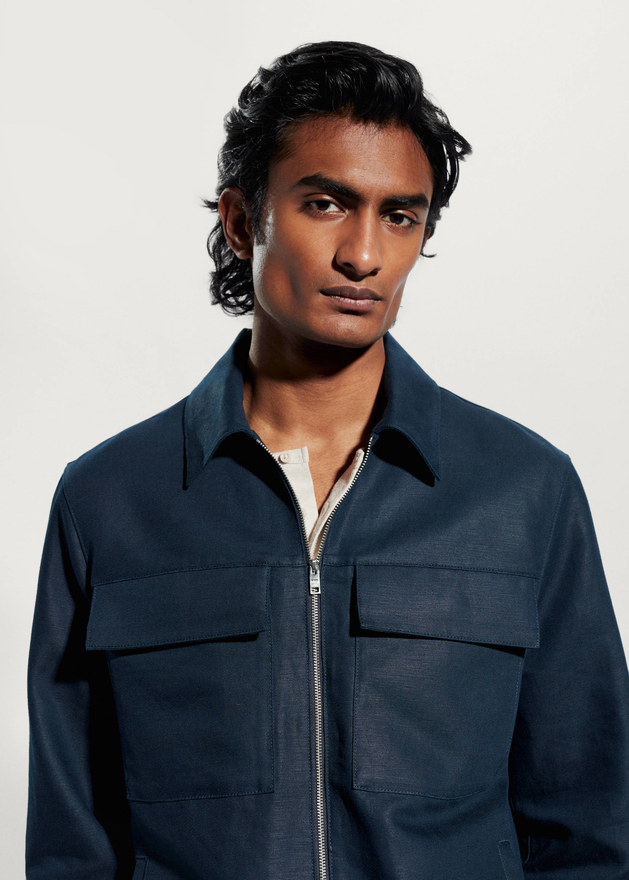 Pocket linen-blend jacket - Details of the article 1