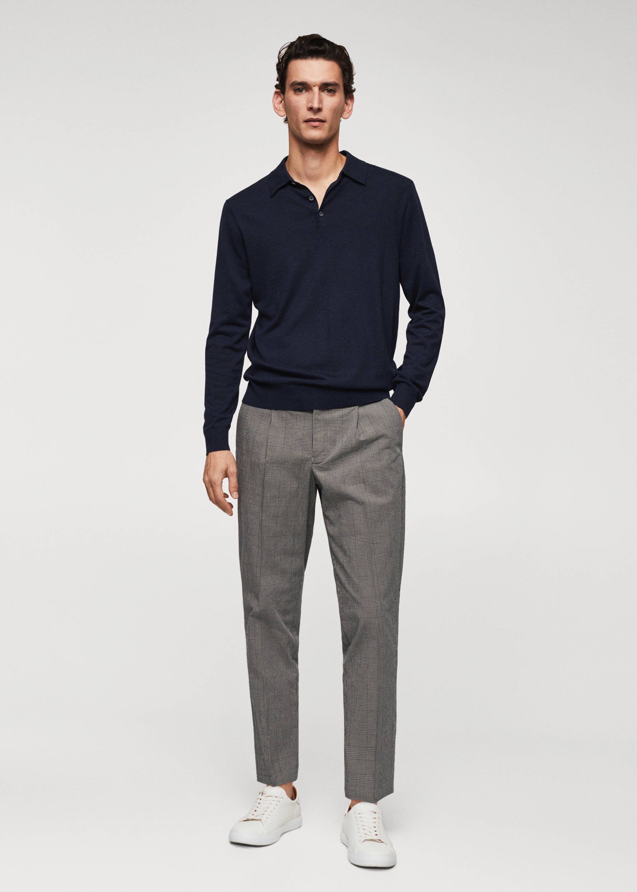 Check pleated trousers - General plane