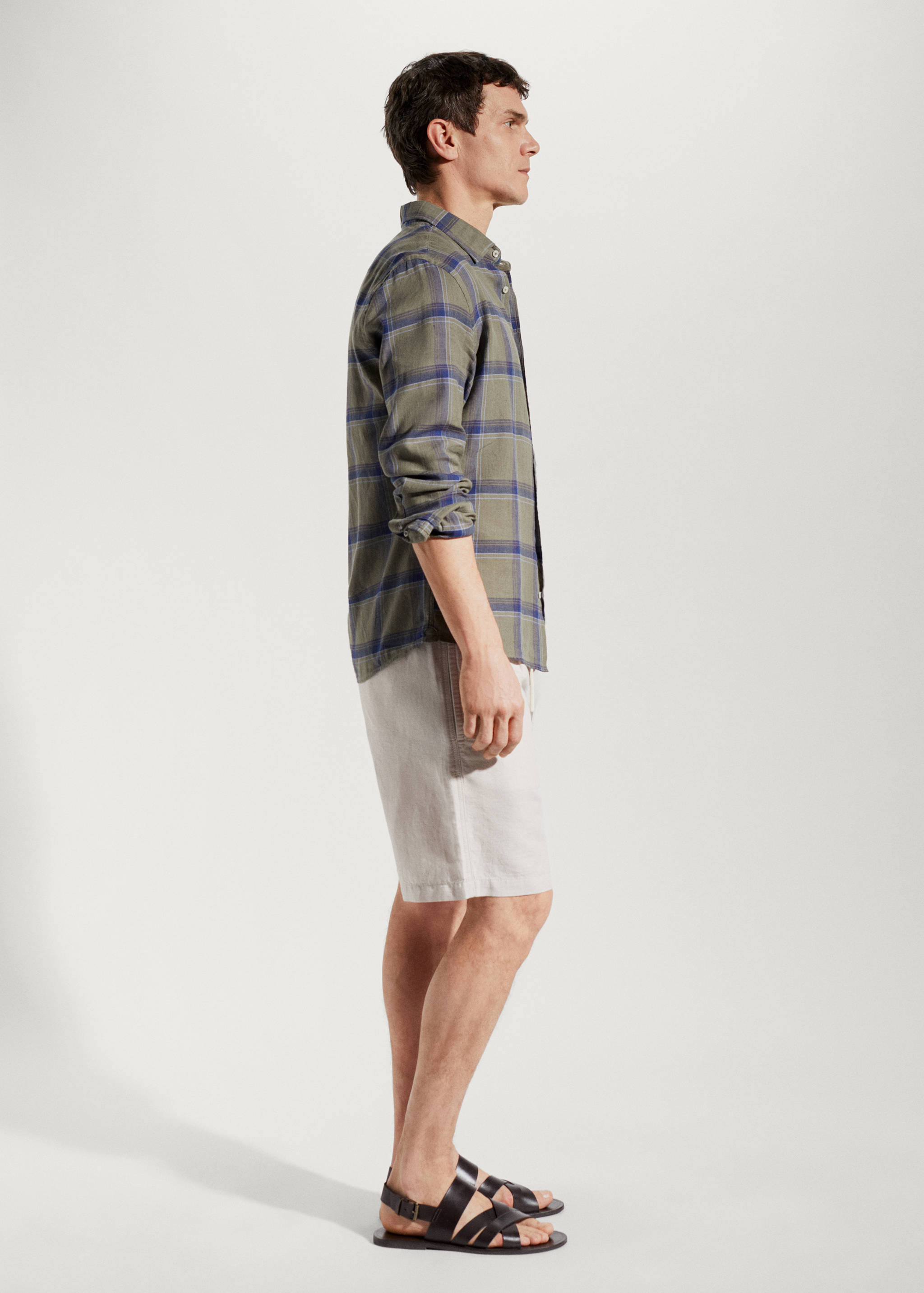 100% linen check shirt - Details of the article 2