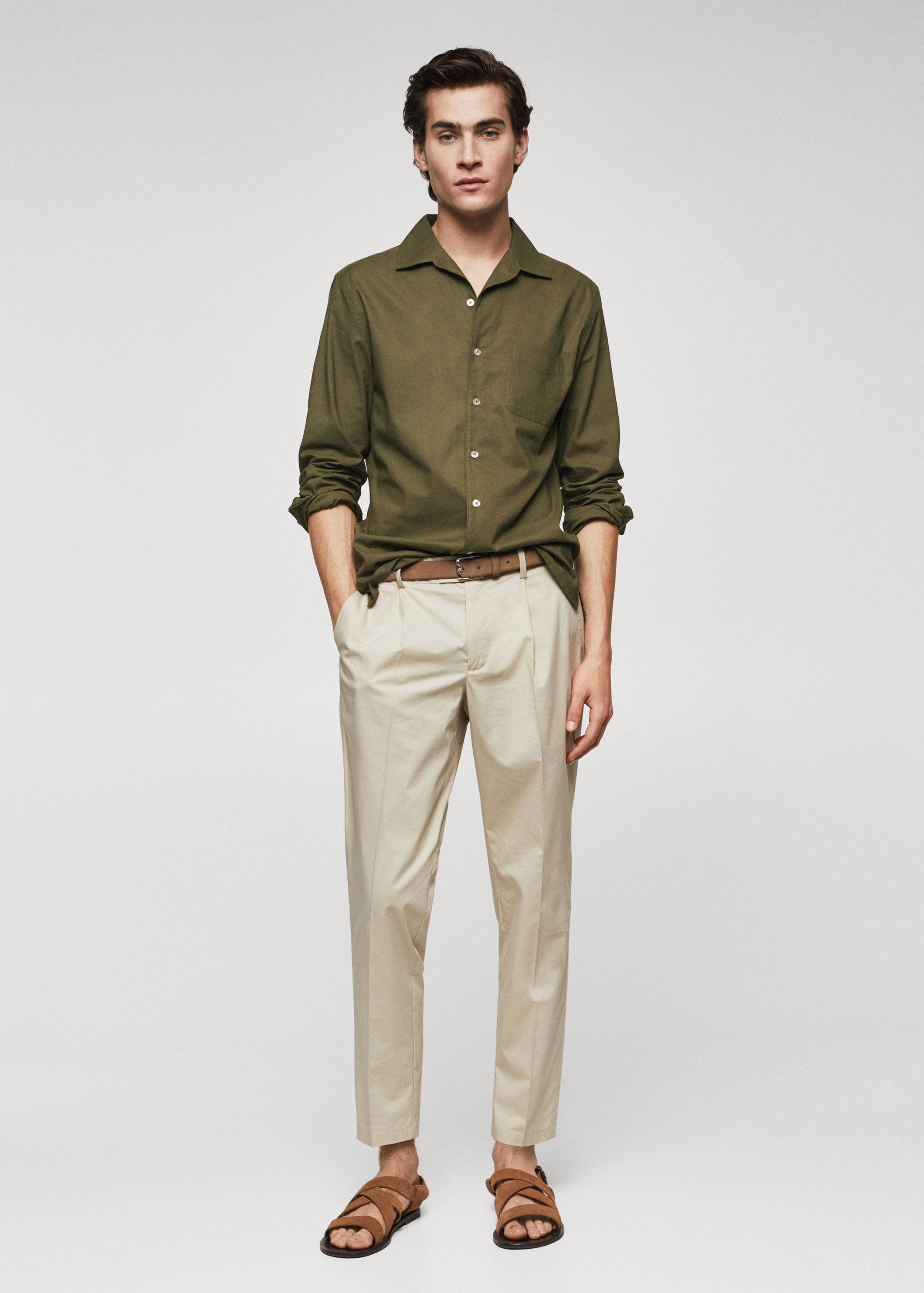 Regular fit pocket cotton shirt - General plane