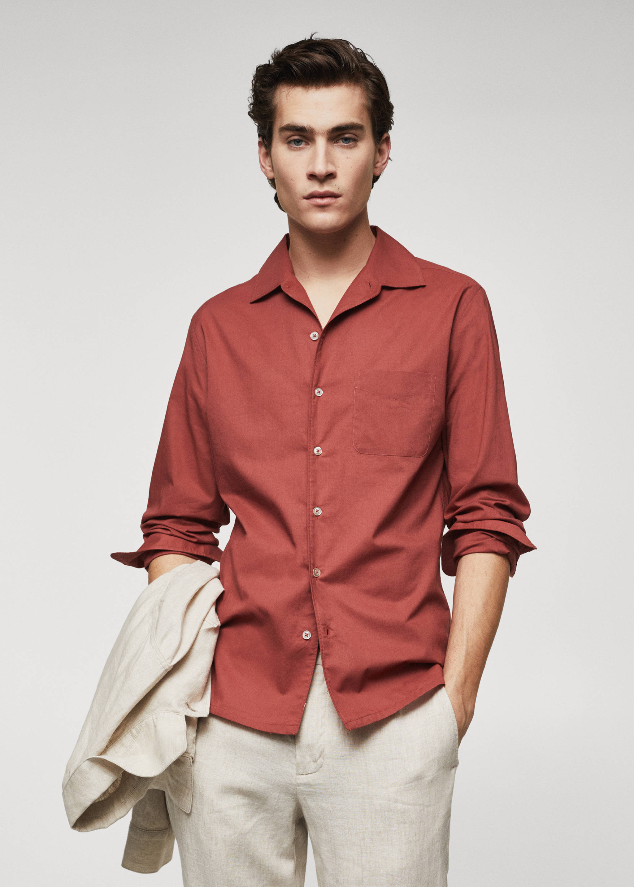 Regular fit pocket cotton shirt - Medium plane