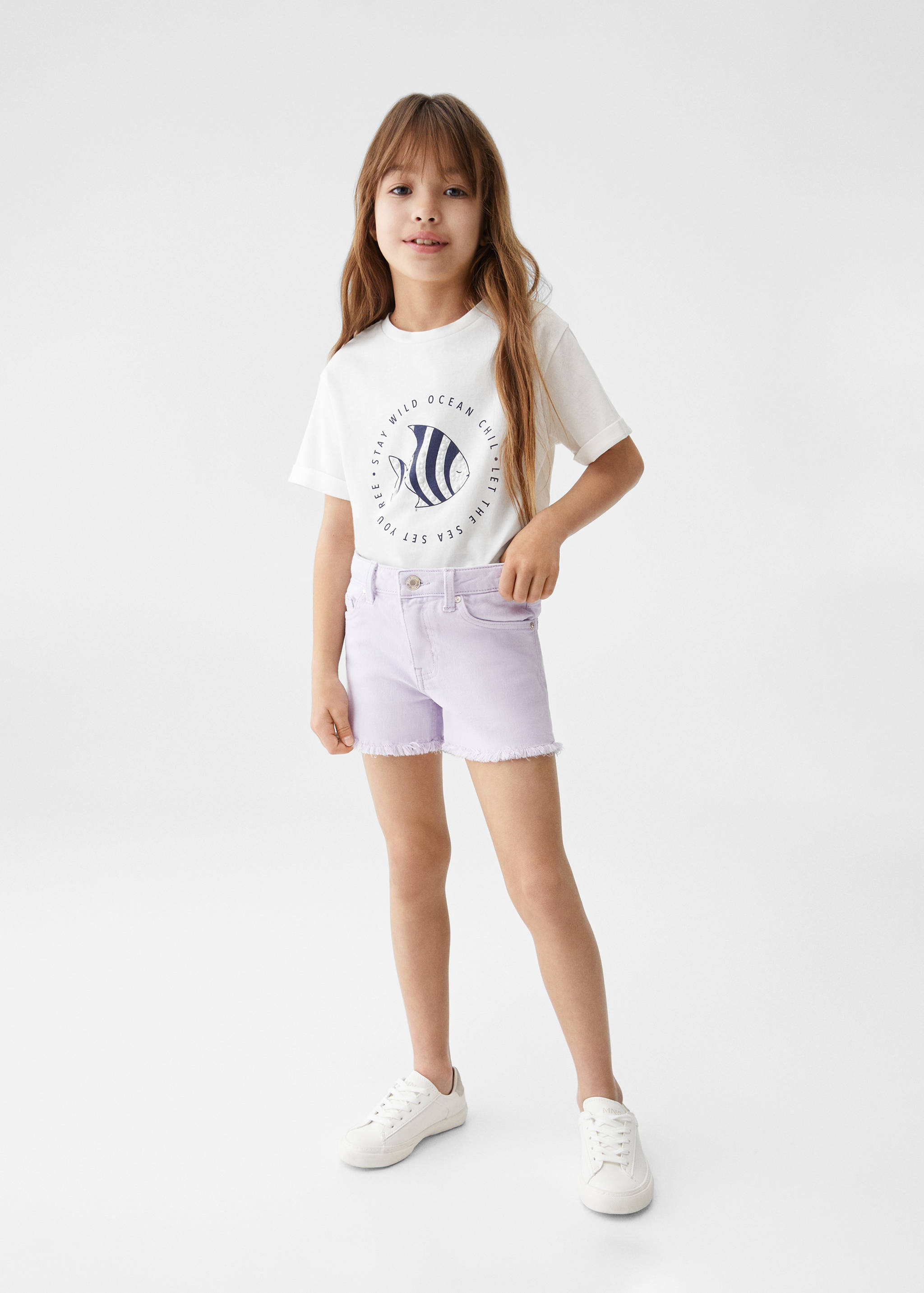 Gerafelde denim shorts - Overzichtstekening