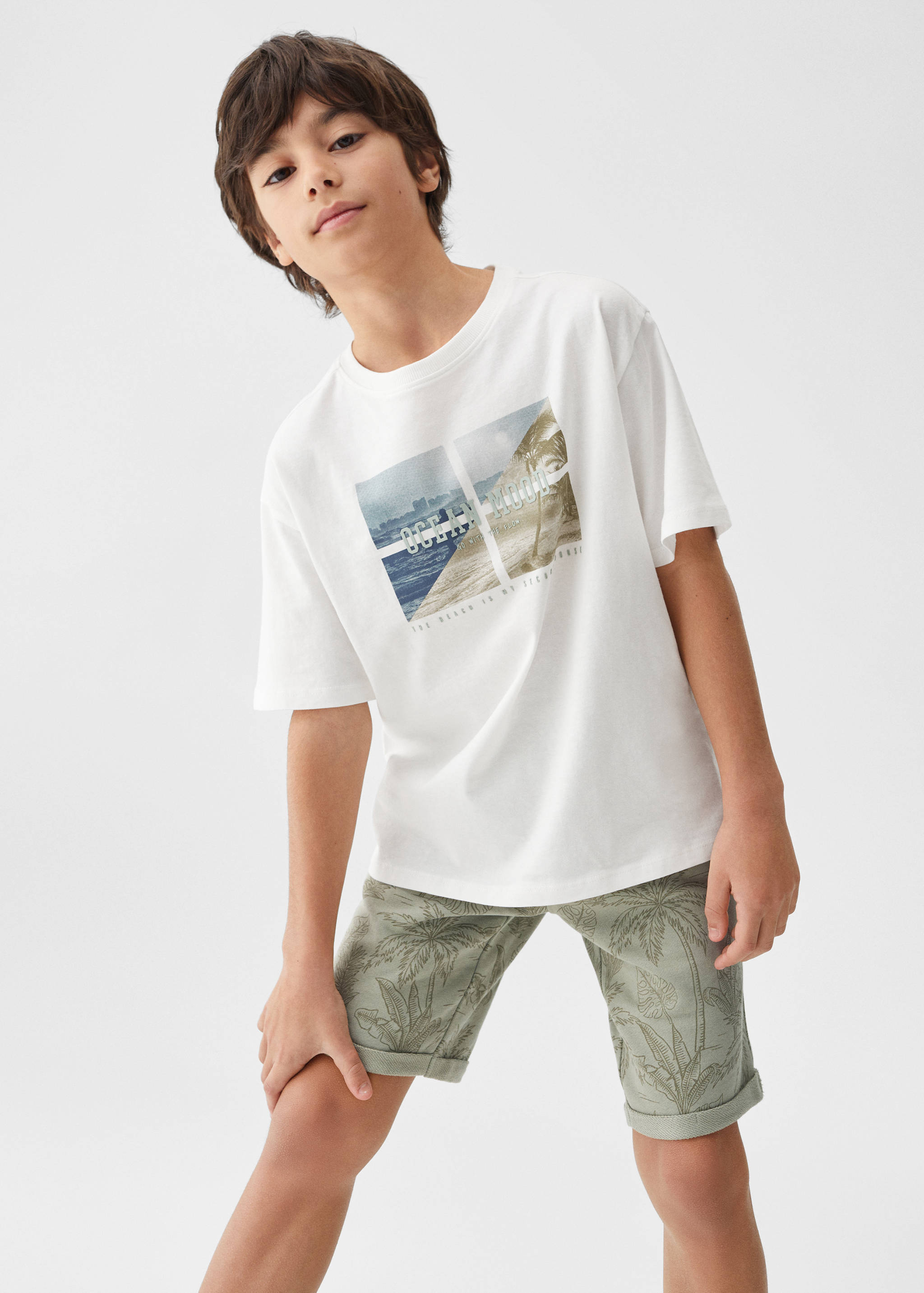 Printed cotton-blend t-shirt - Medium plane