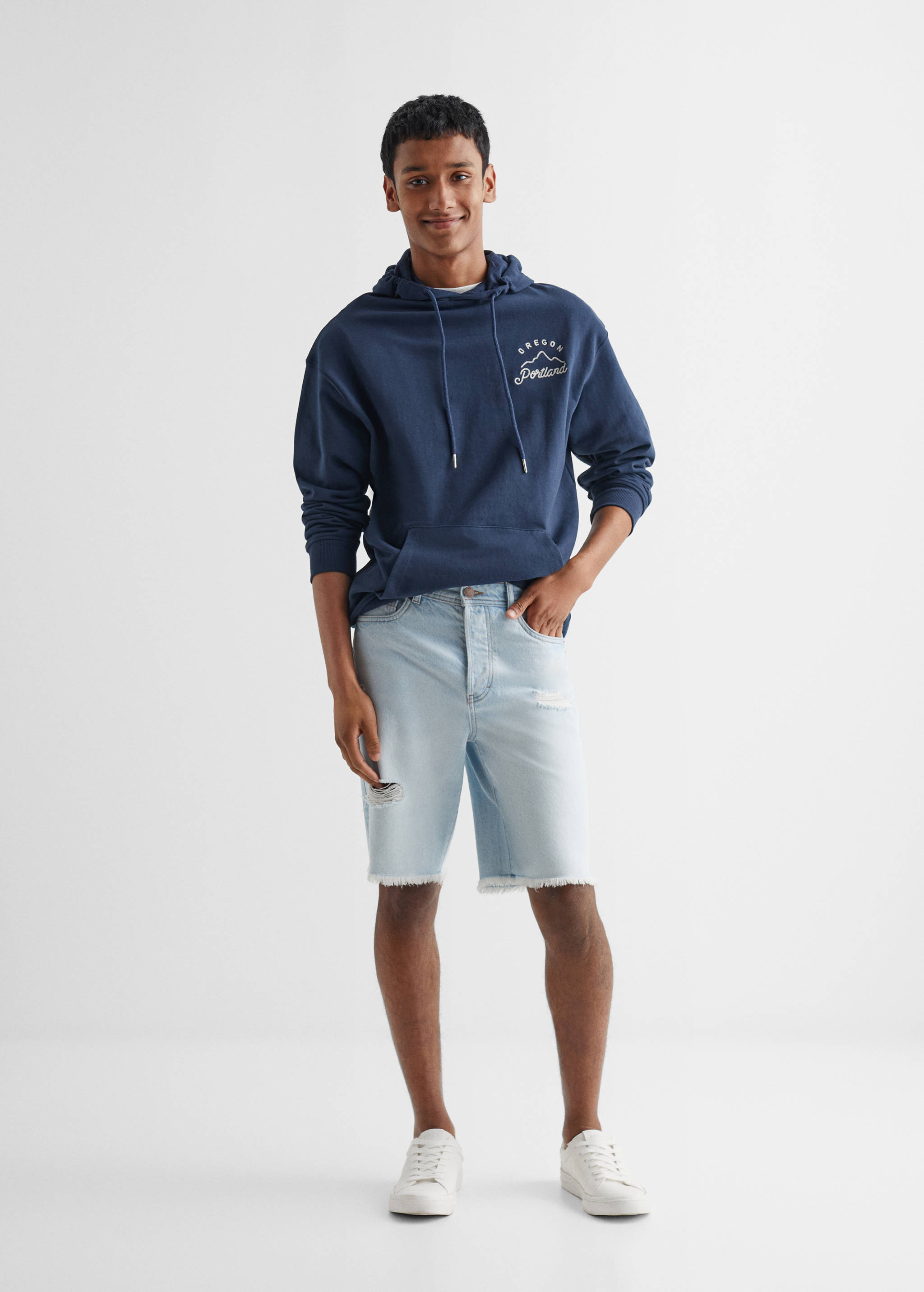 Bermuda denim déchirures décoratives - Plan général