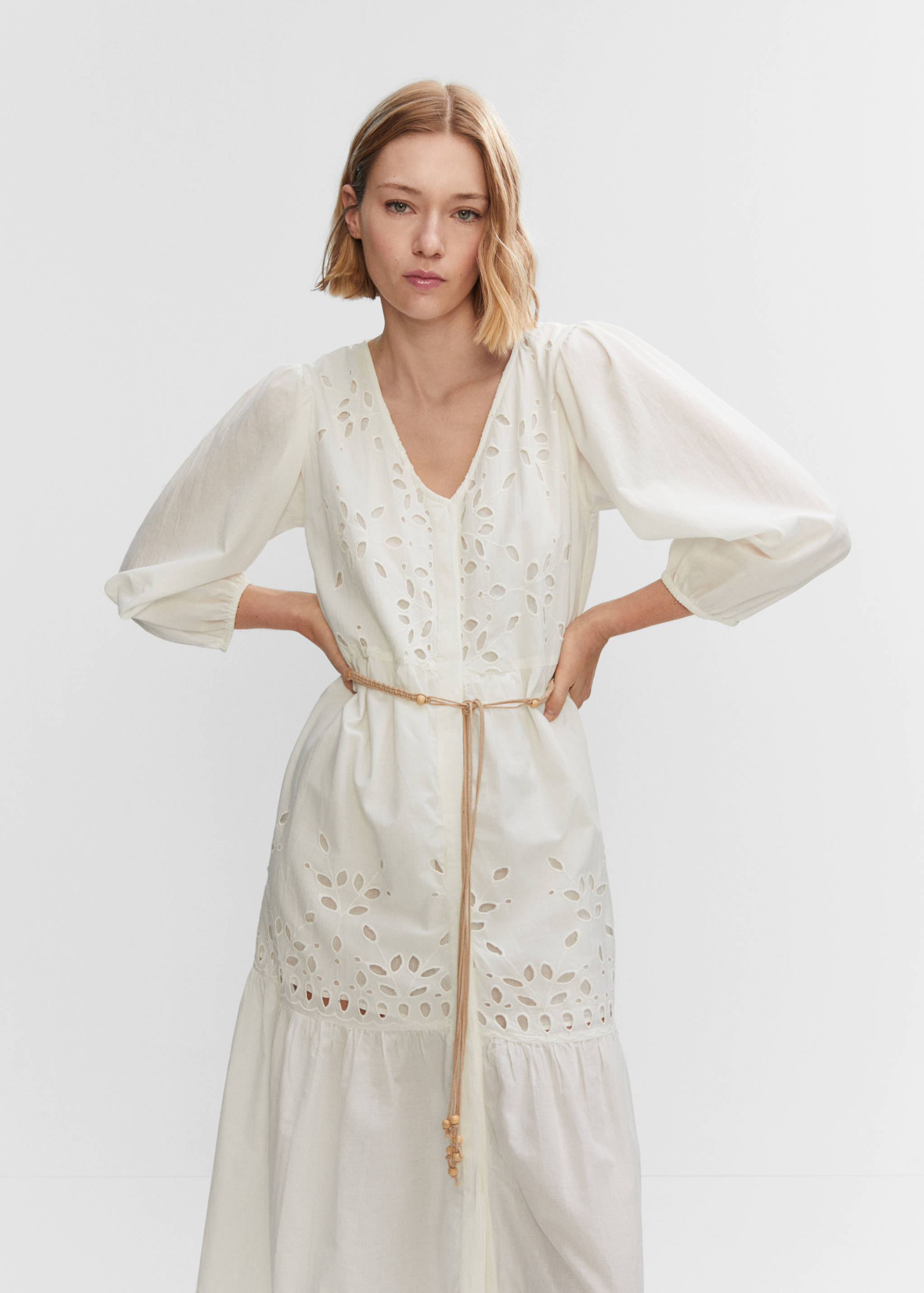 Openwork detail shirt dress - Medium plane