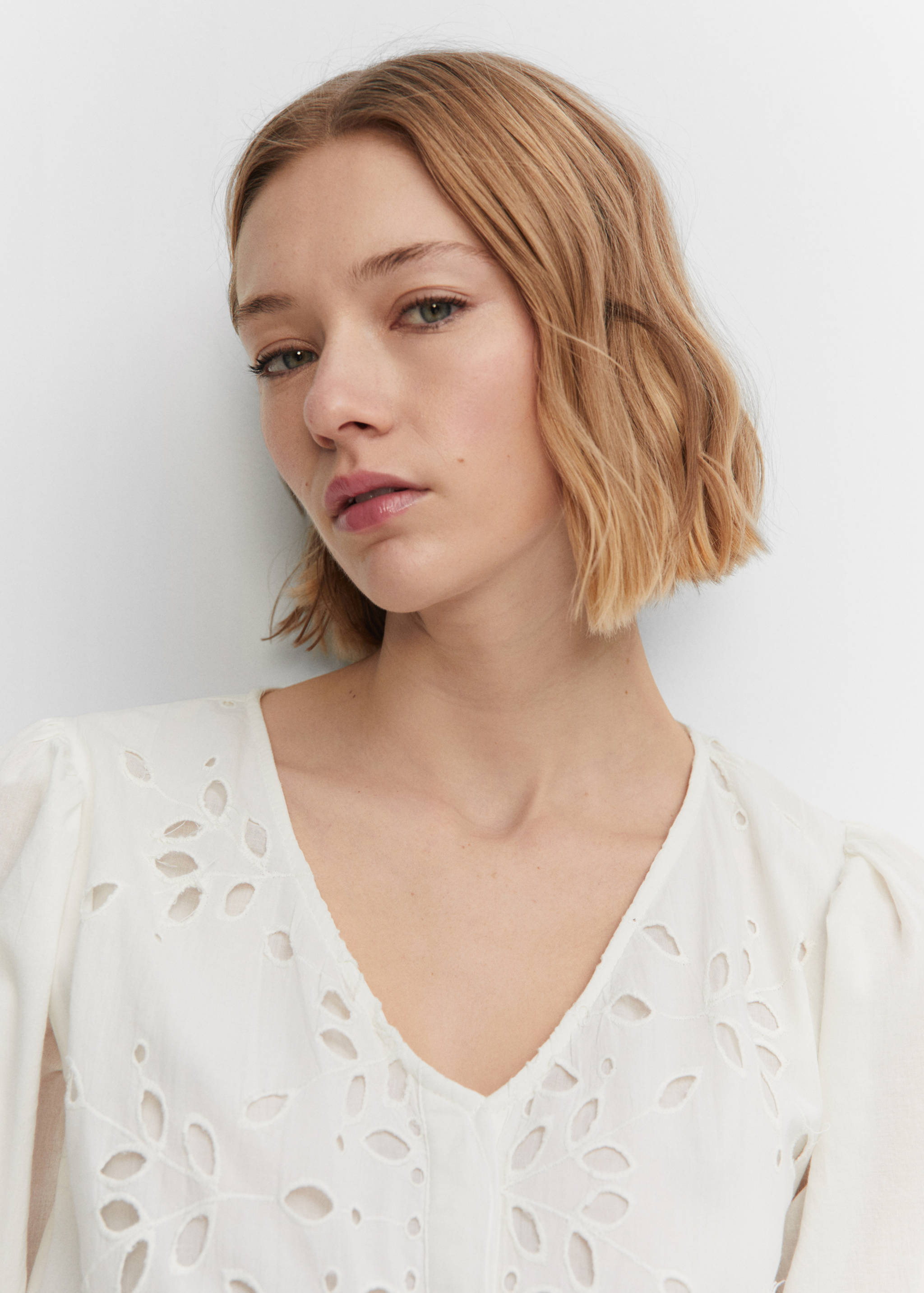 Openwork detail shirt dress - Details of the article 1