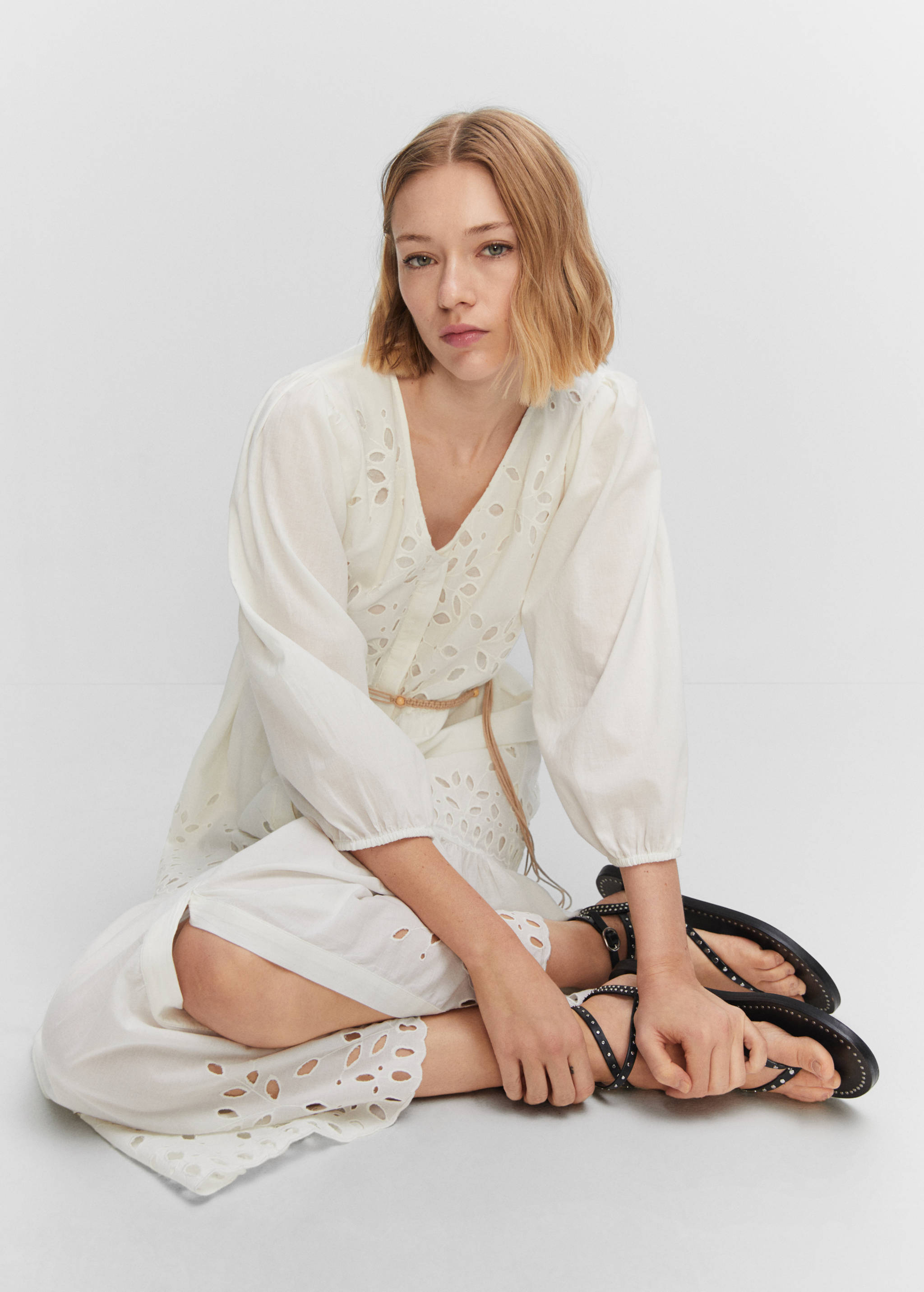 Openwork detail shirt dress - Details of the article 2