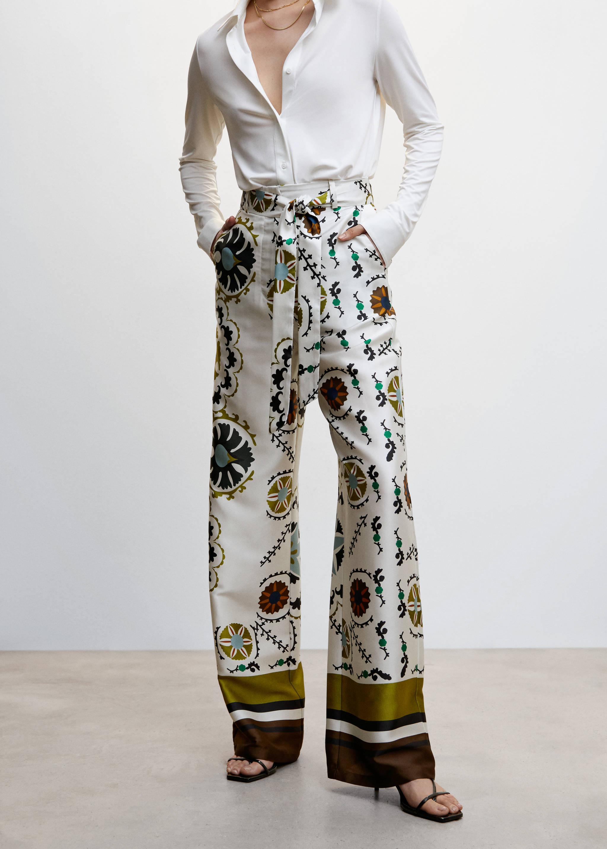 Satin printed trousers - Medium plane