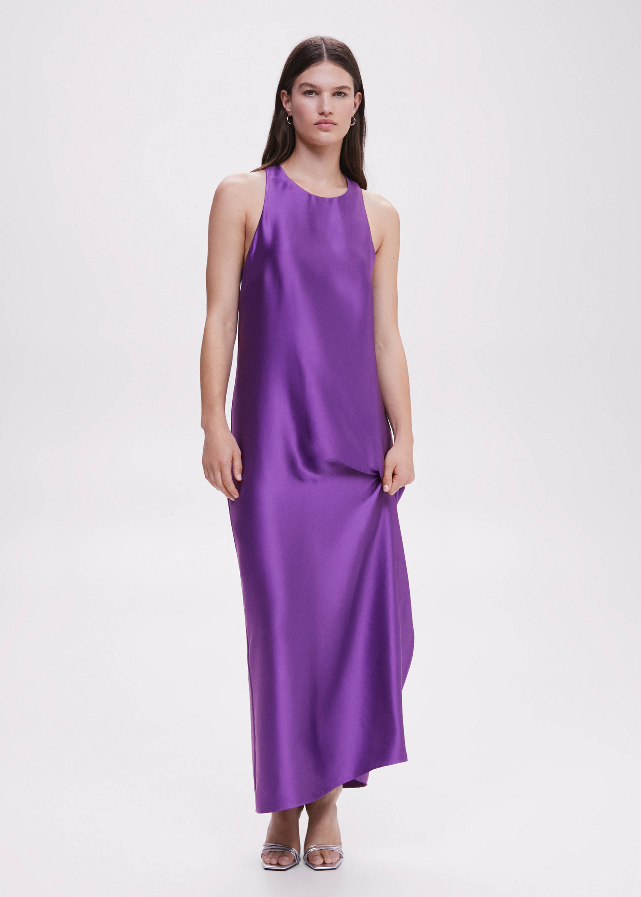Satin cross-back dress - General plane