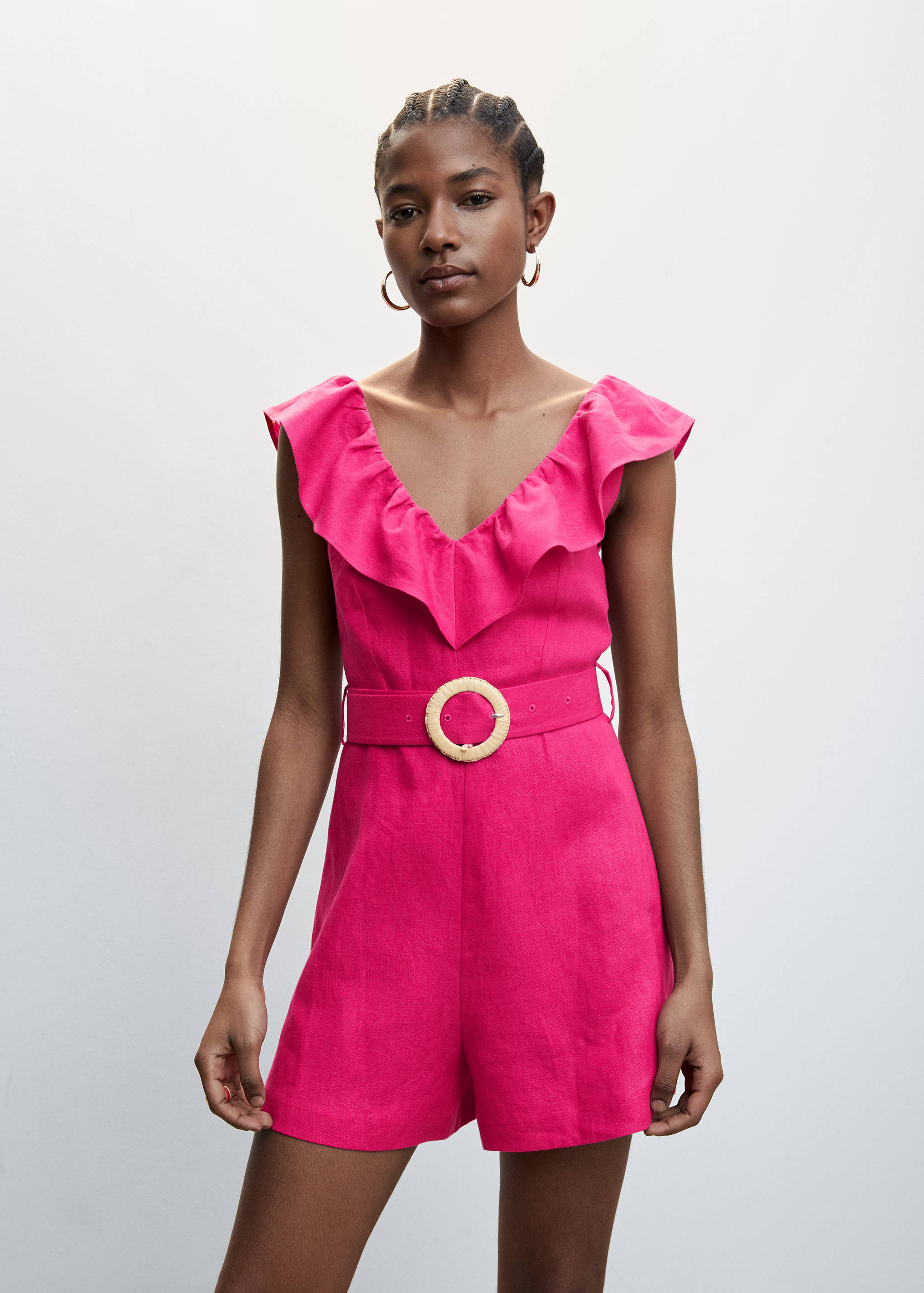 Linen ruffle jumpsuit - Medium plane