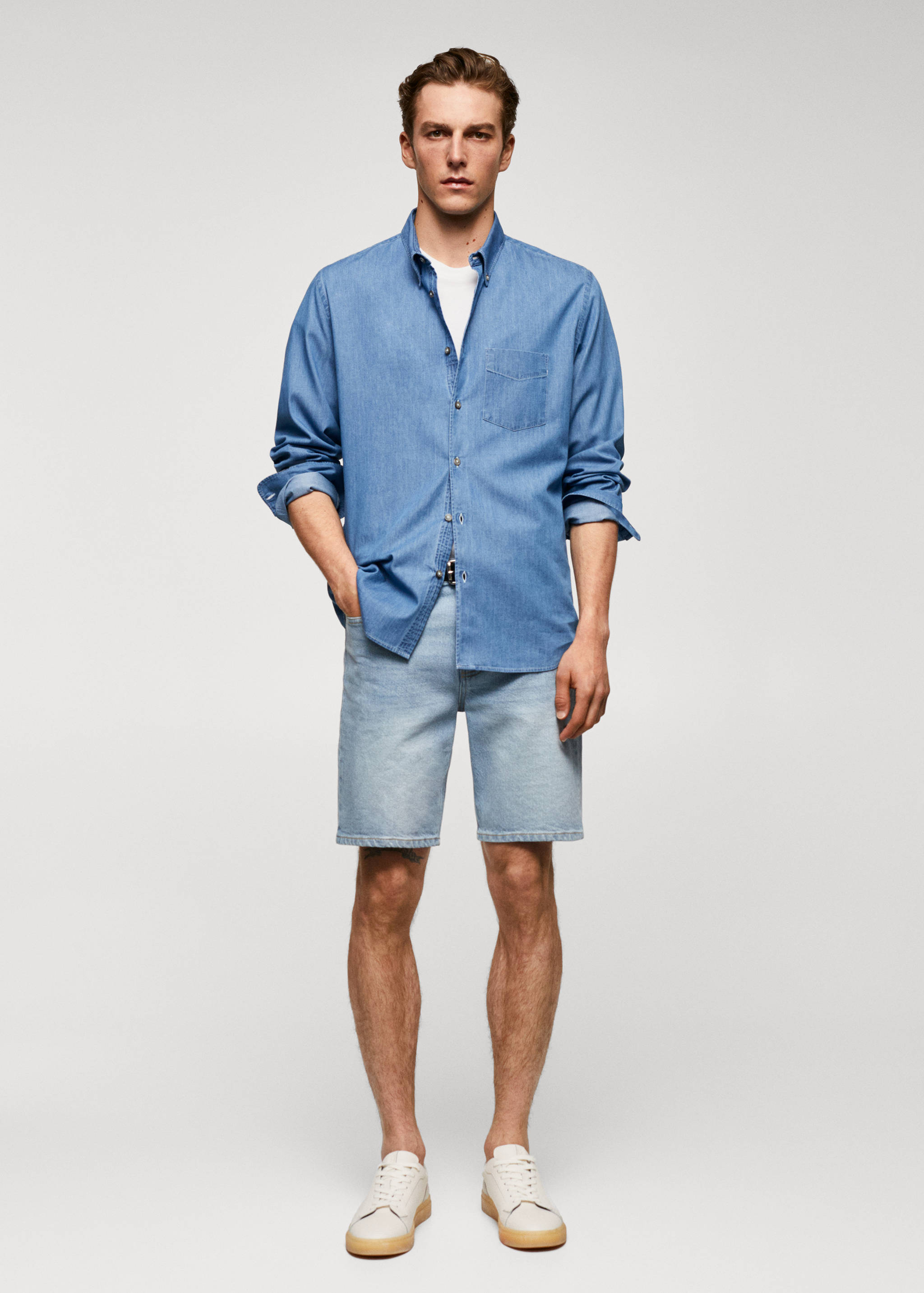 Slim-fit denim skirt with pockets - General plane