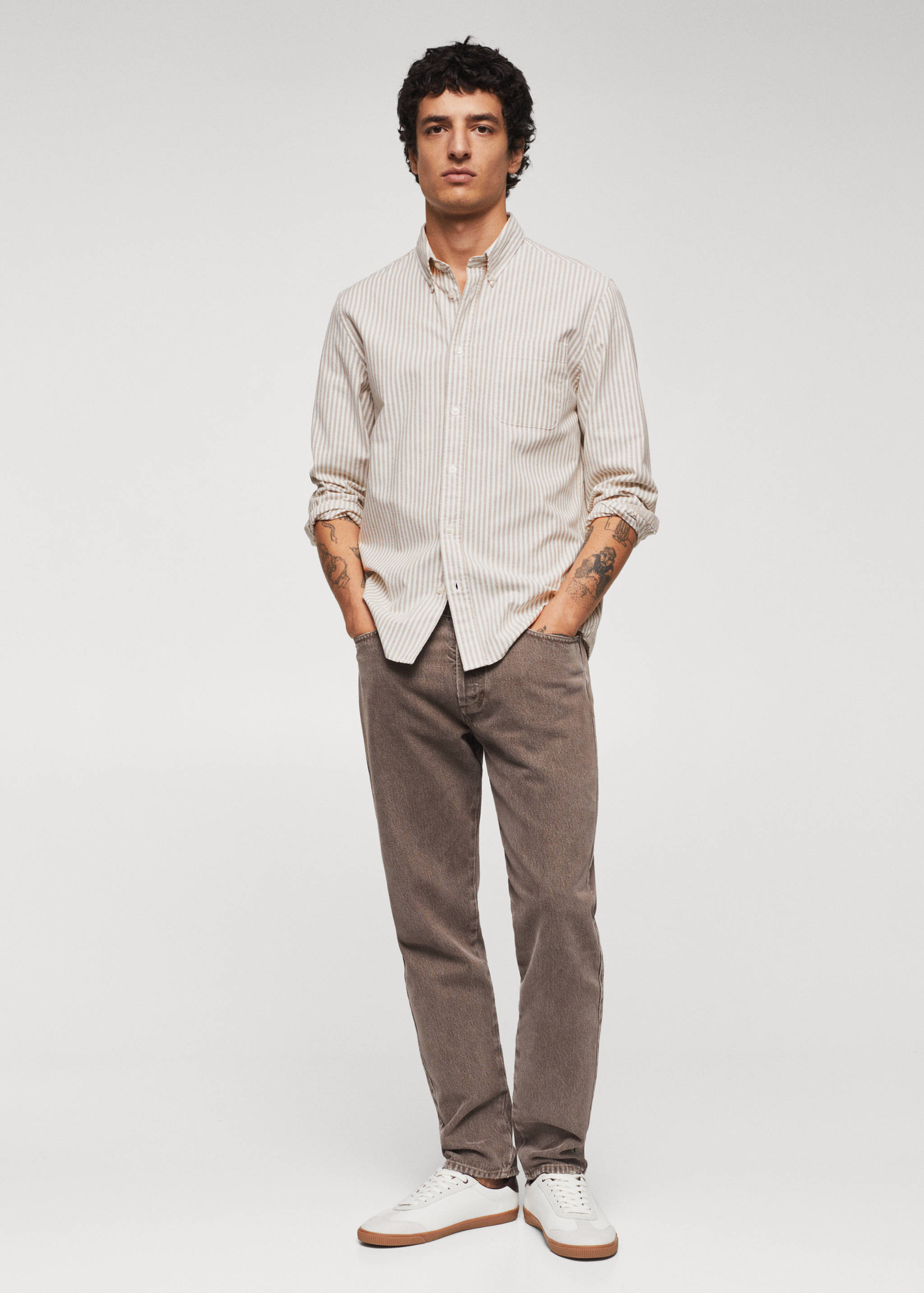 Regular-fit cotton striped shirt - General plane