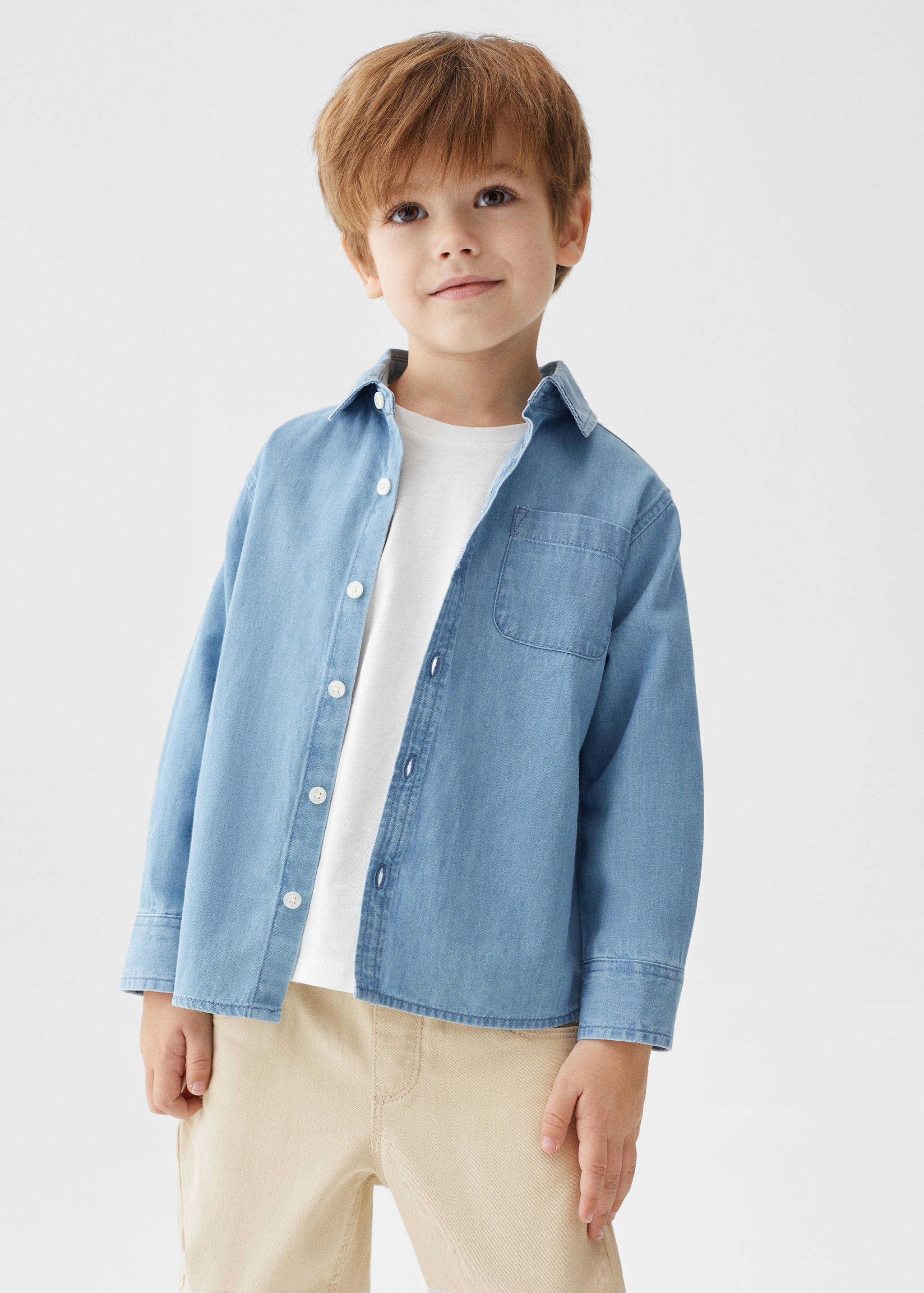 Regular Fit-Jeanshemd mit Tasche - Mittlere Ansicht