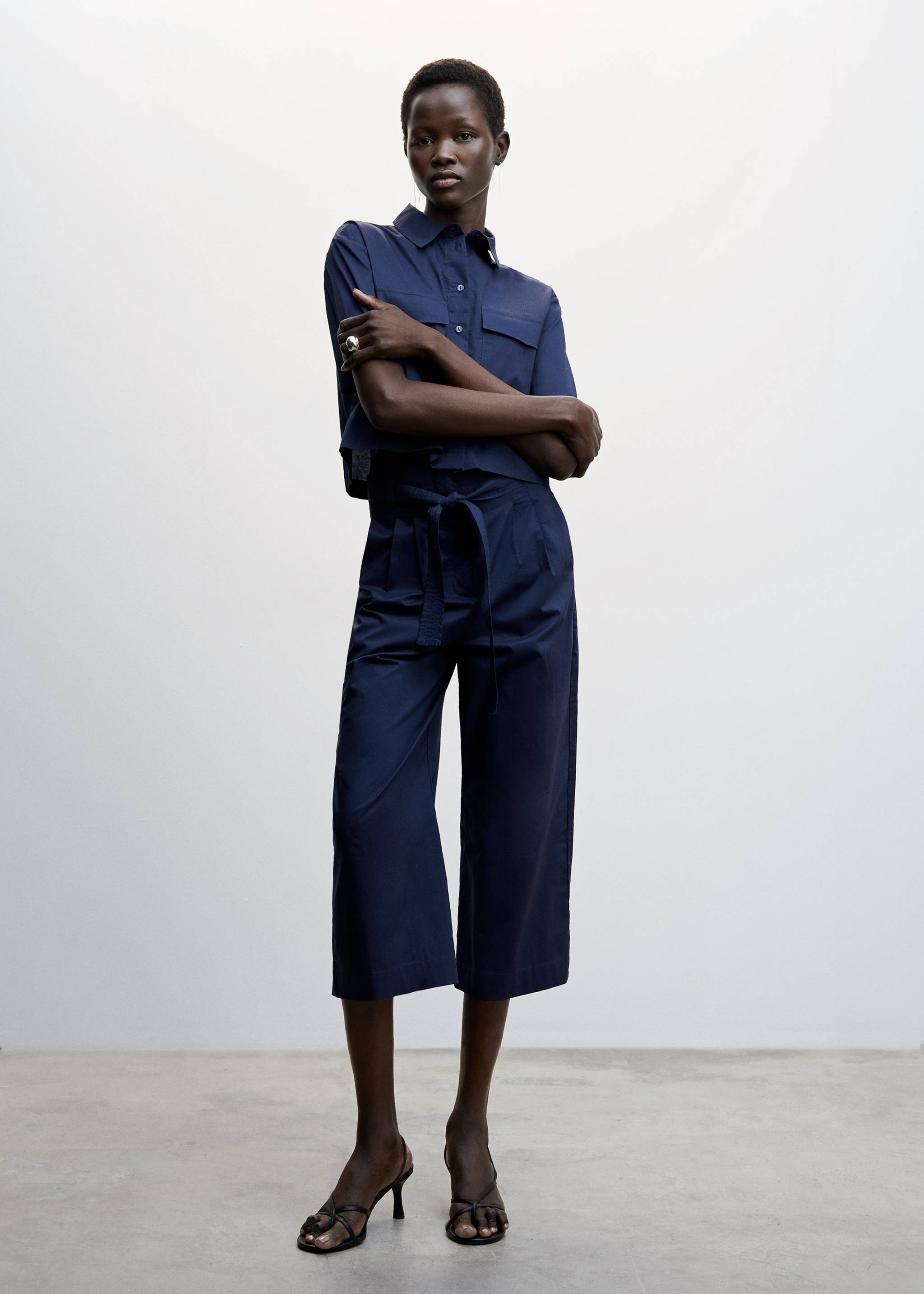Pleated culottes trousers - General plane