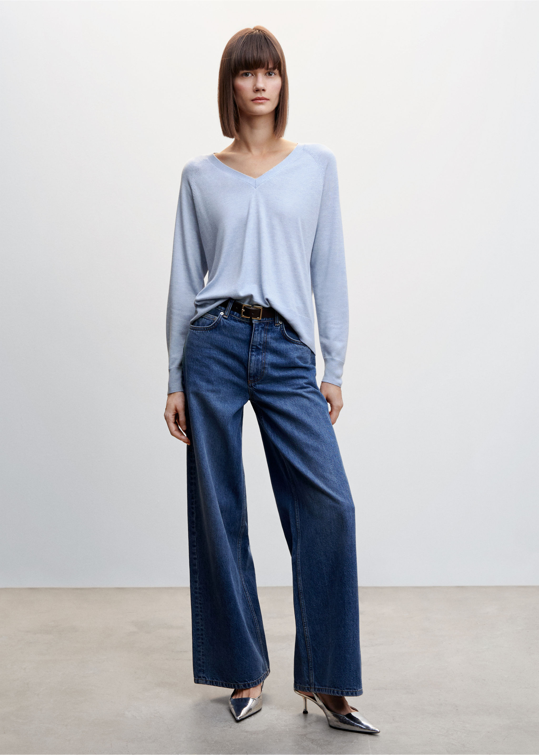 Pull-over maille fine col V - Plan général