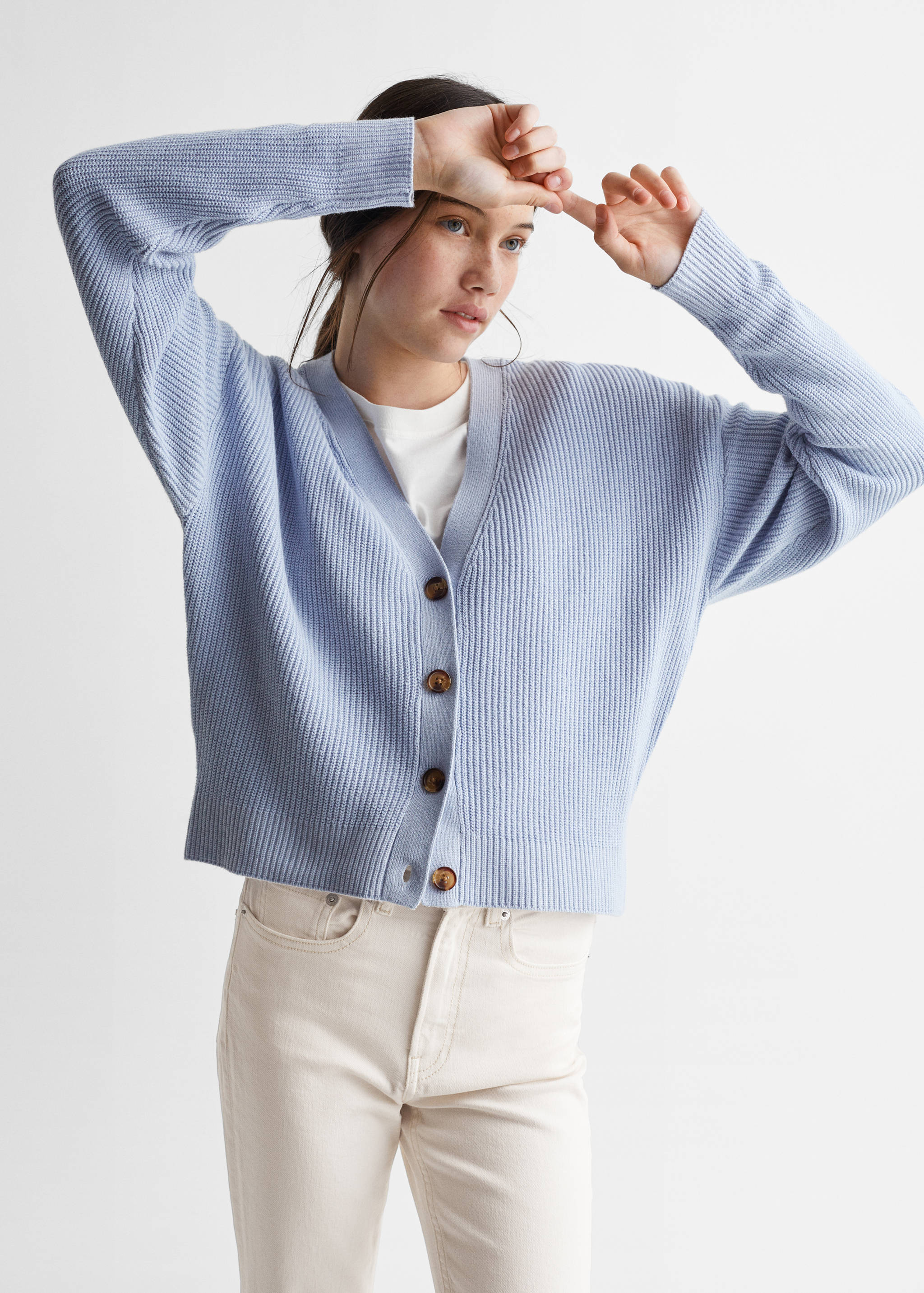 Ribbed knit cardigan - Medium plane