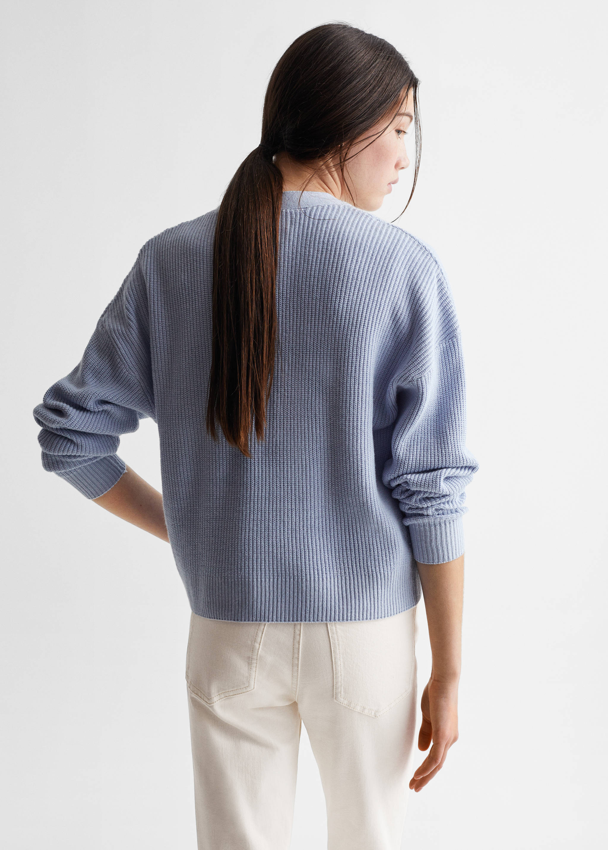 Ribbed knit cardigan - Reverse of the article