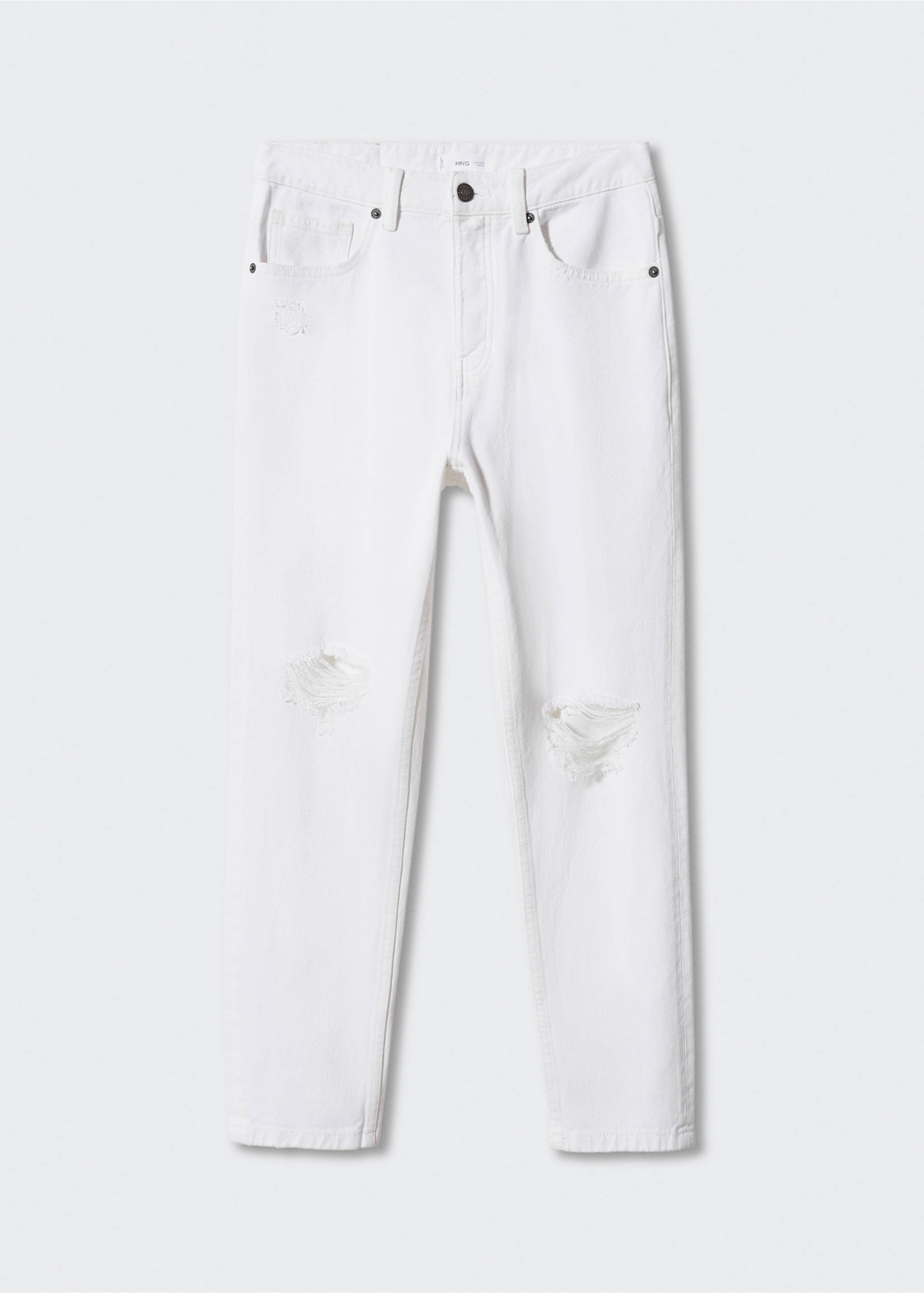 Ripped tapered-fit jeans - Article without model, White. Ref: 47023260-00.