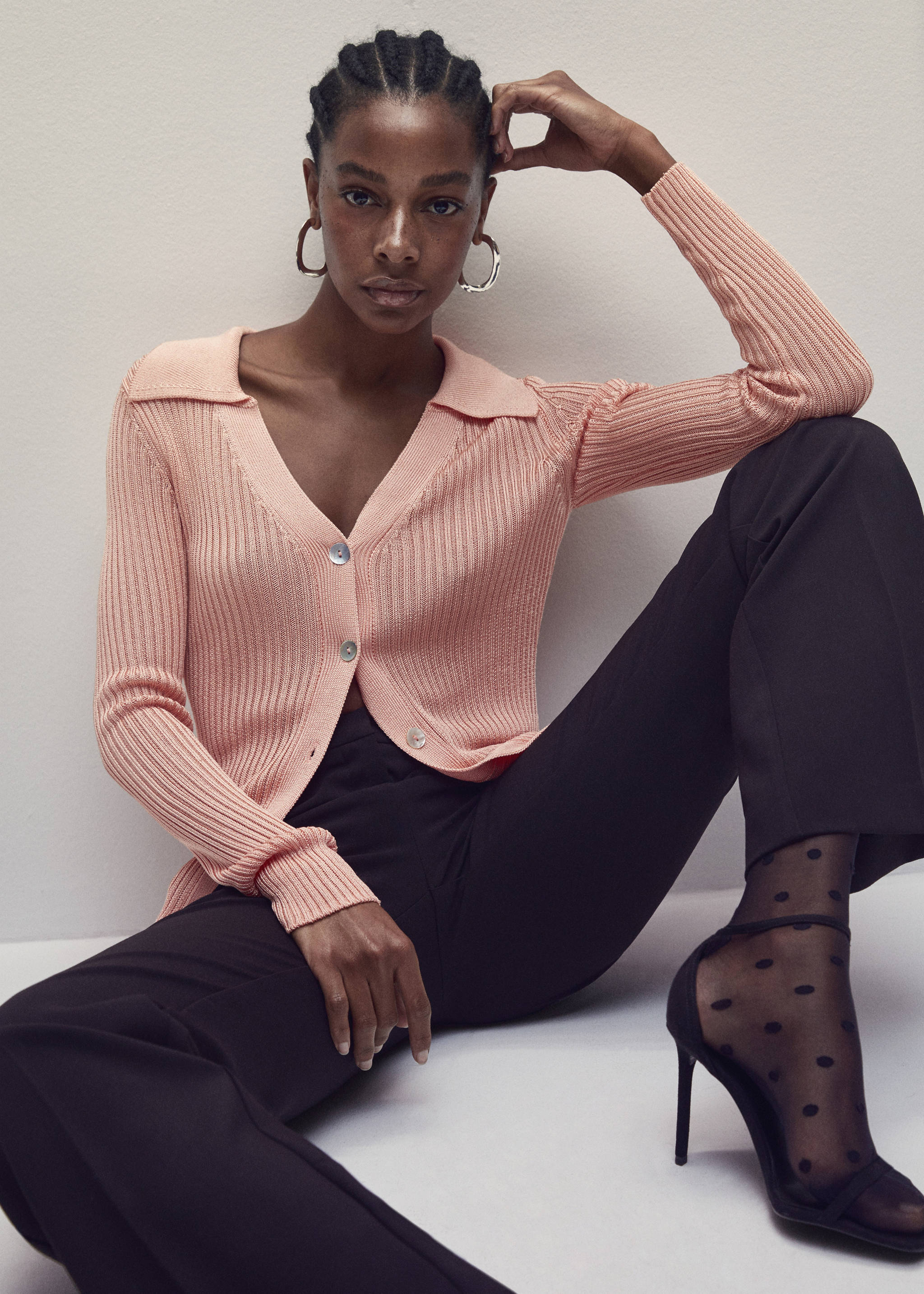 Kardigan s límečkem stylu polokošile - Detail zboží 7