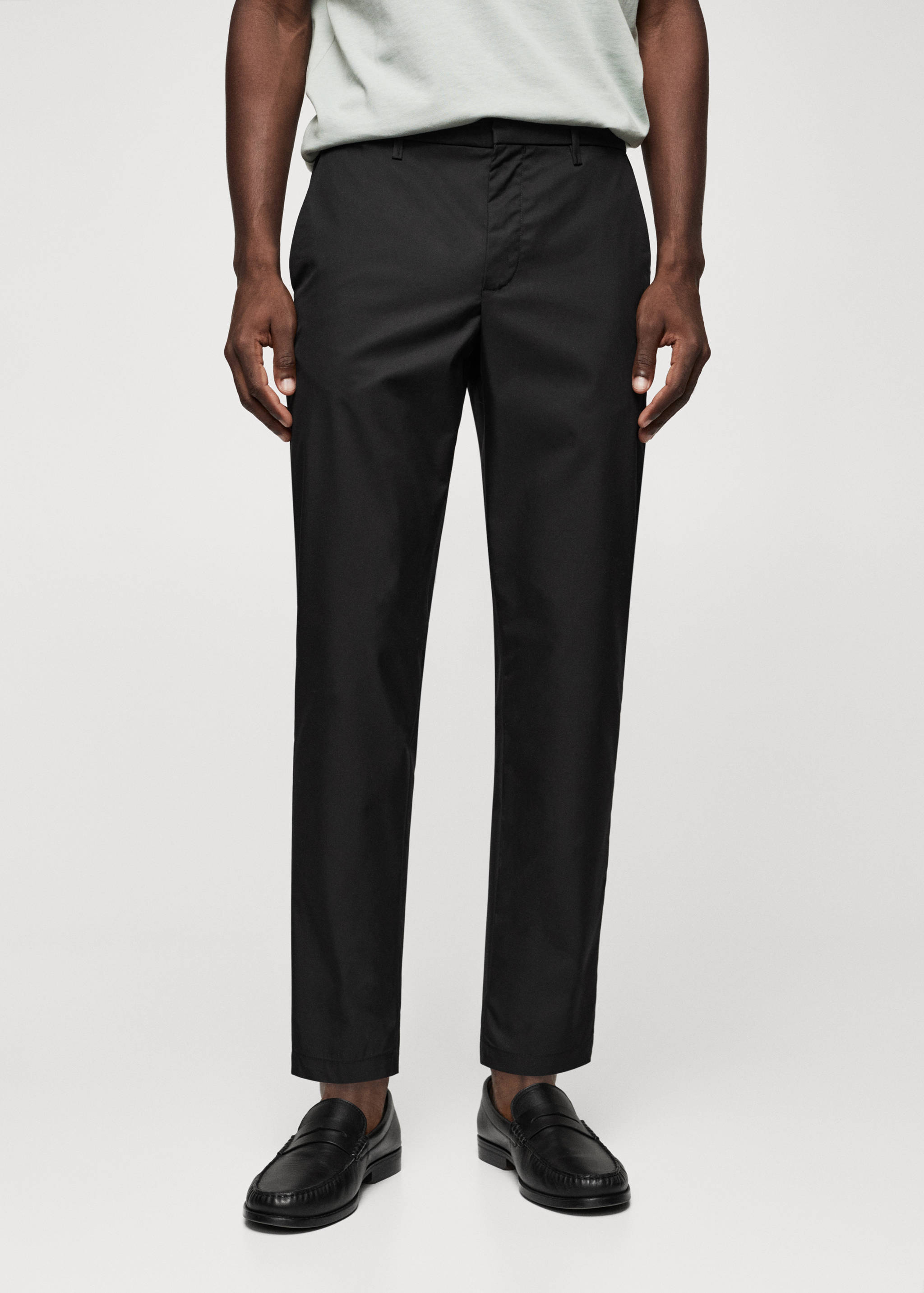 Slim Fit-Baumwollhose - Mittlere Ansicht