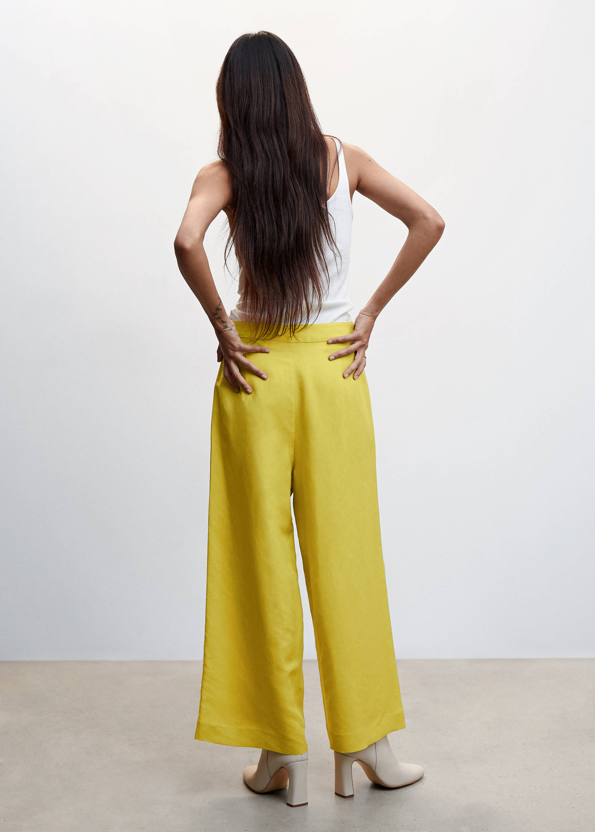 Cropped linen-blend trousers - Reverse of the article