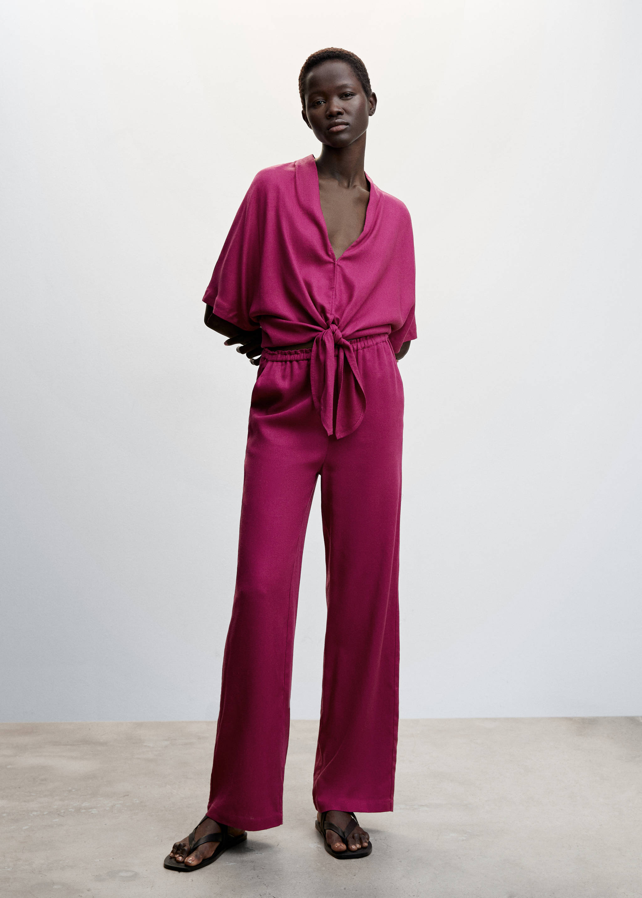 Pantalon satiné taille élastique - Plan général