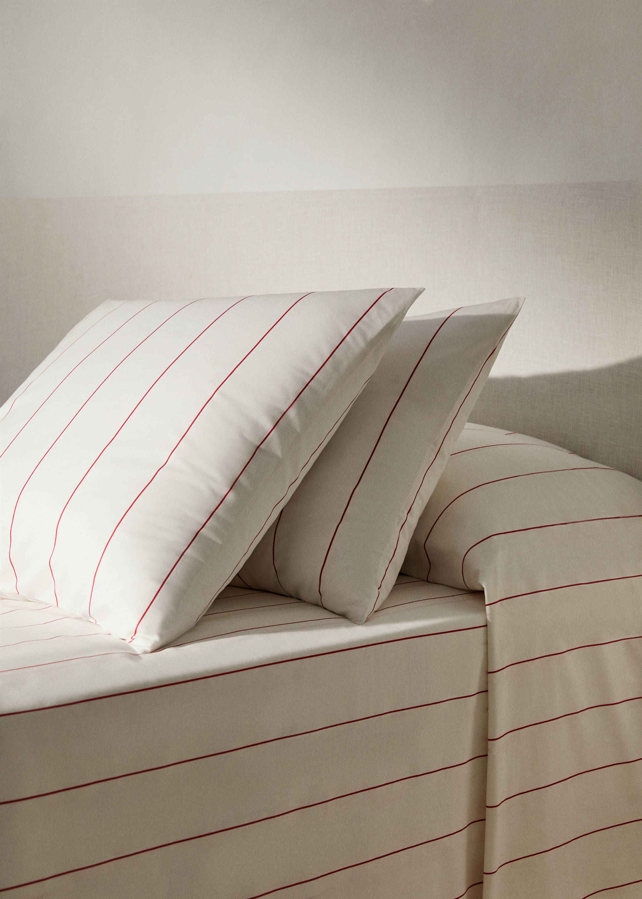 Housse de 2 housses de coussin coton rayures 60x60 cm - Plan général