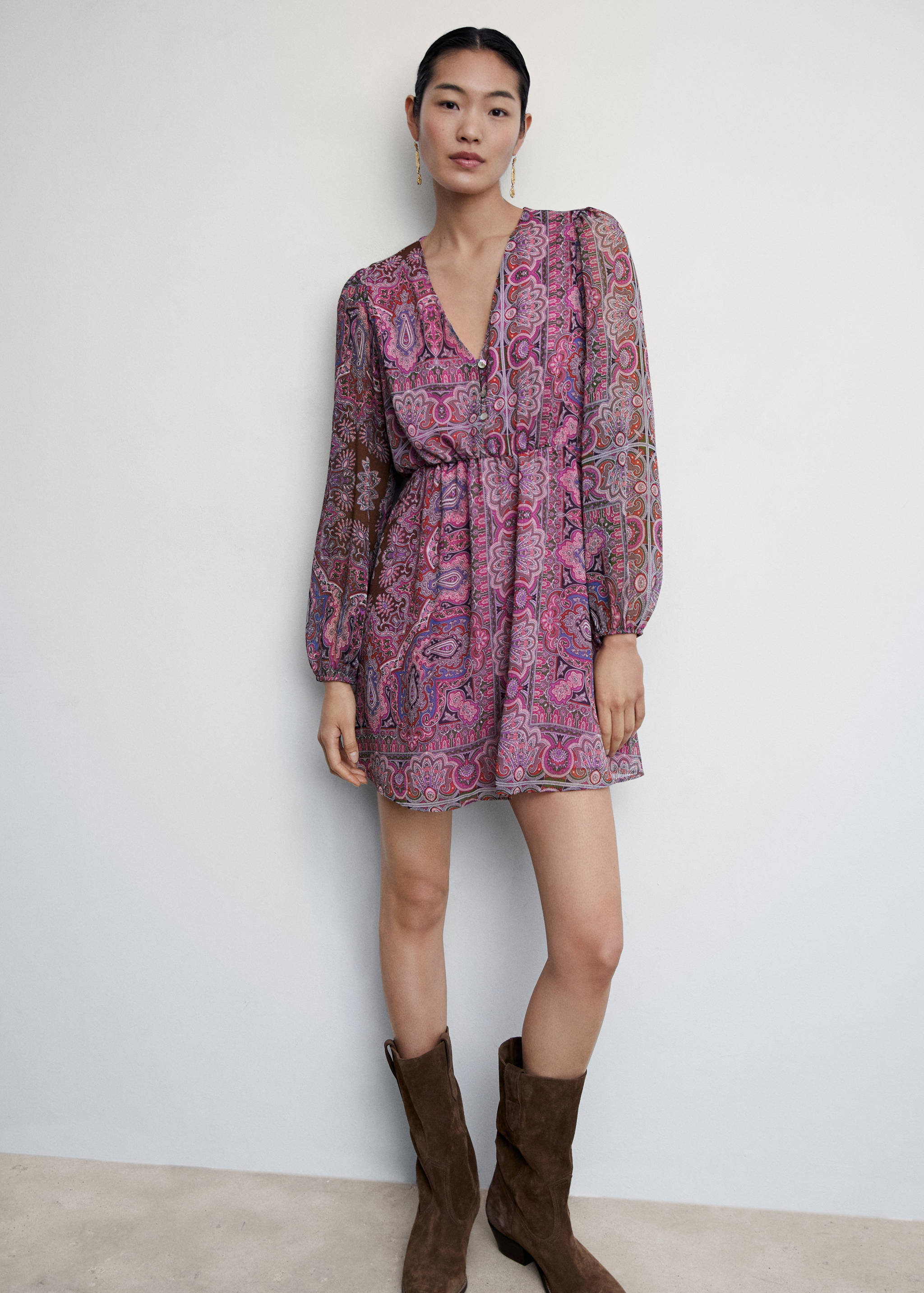 Paisley print dress with buttons - Details of the article 2