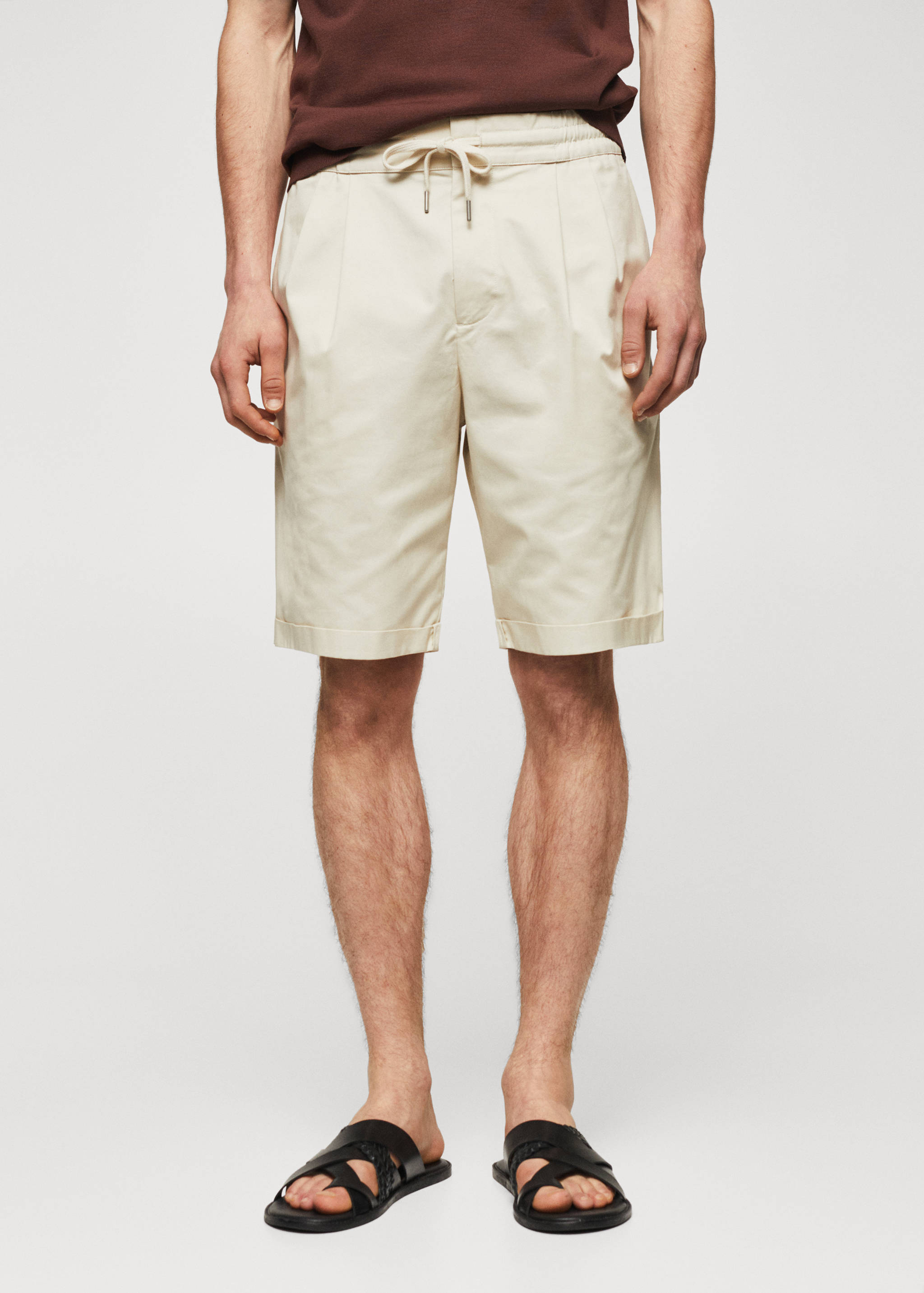 Cotton pleated Bermuda shorts - Medium plane