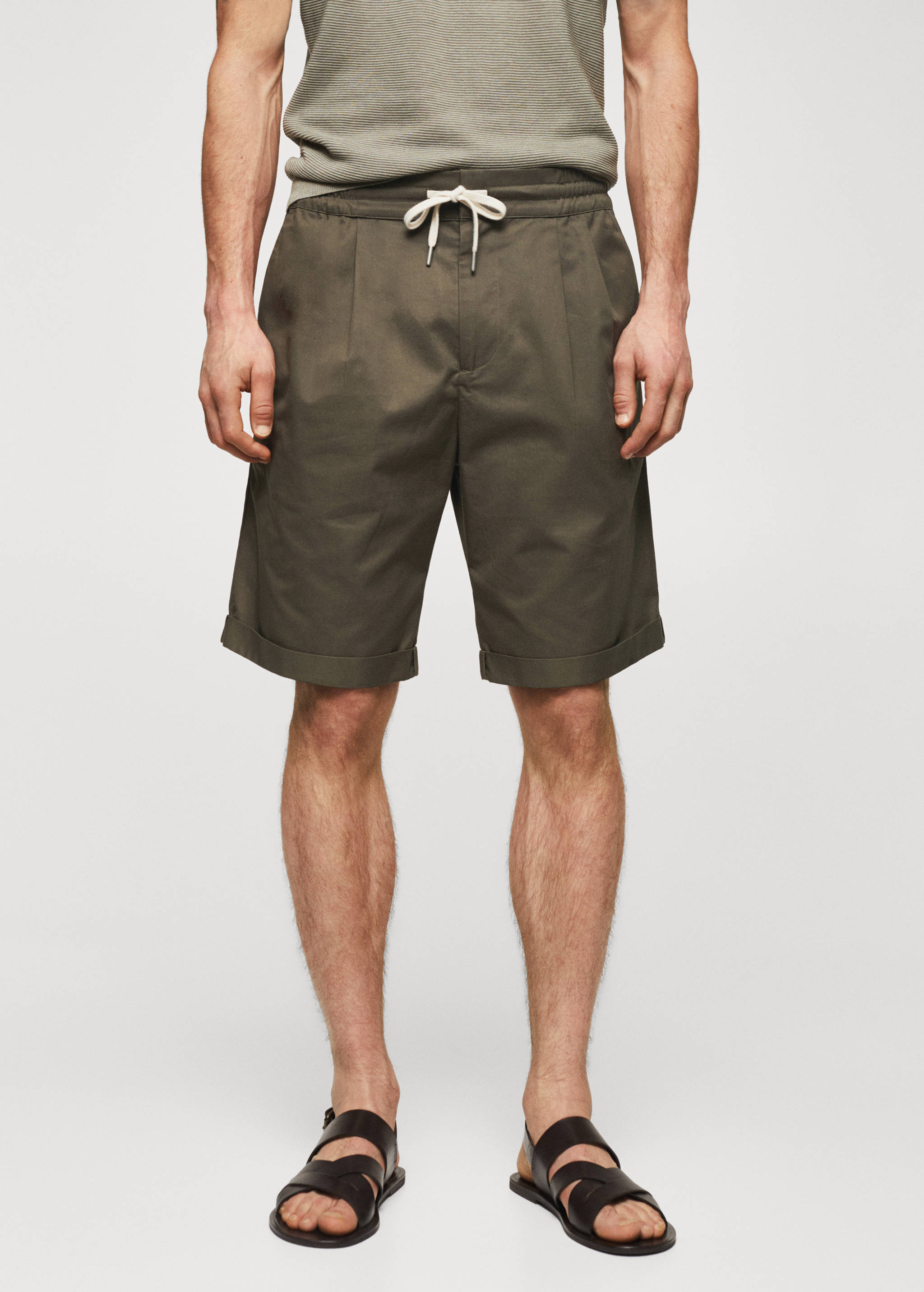 Cotton pleated Bermuda shorts - Medium plane