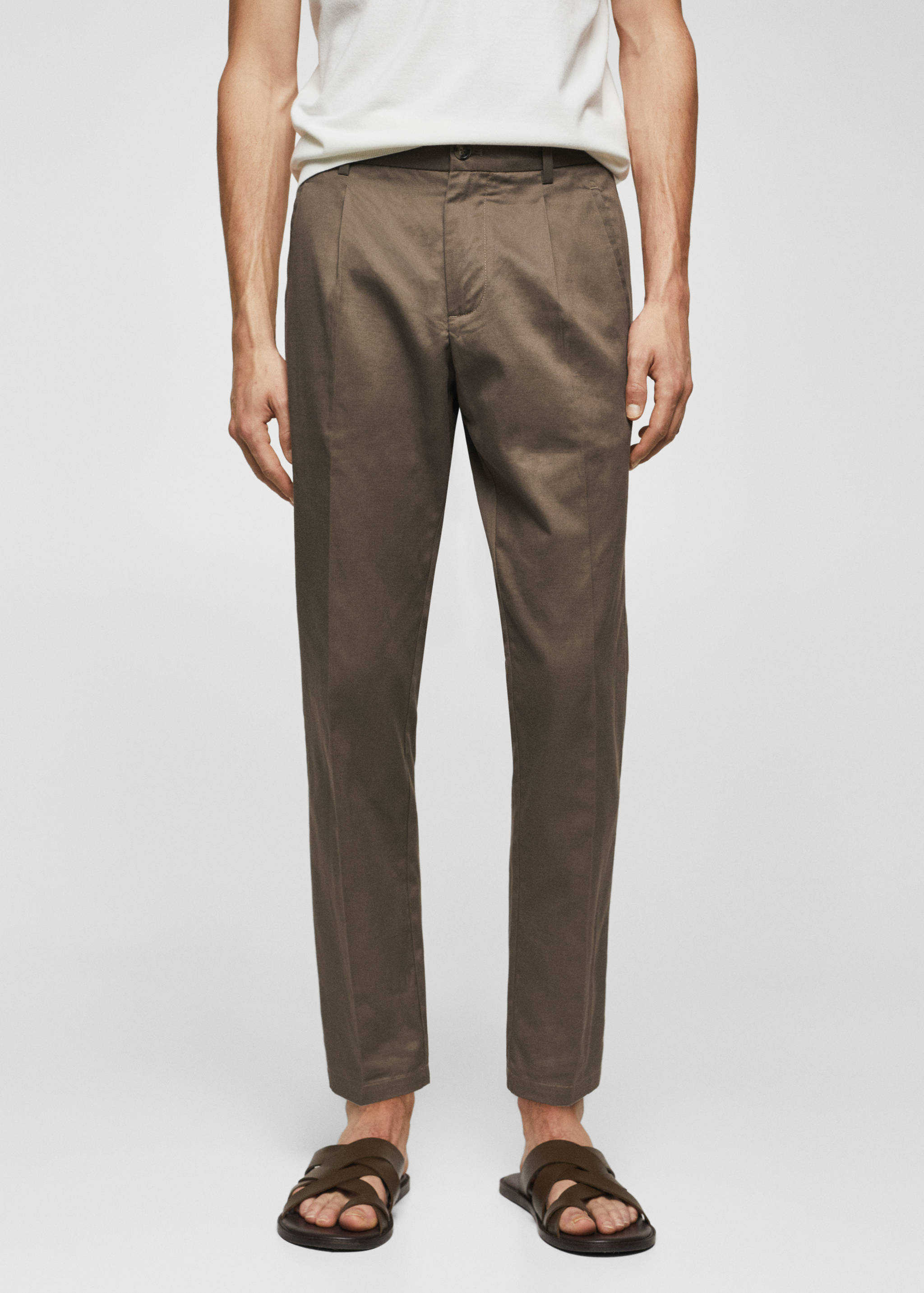 Cotton linen suit trousers with pleats - Medium plane