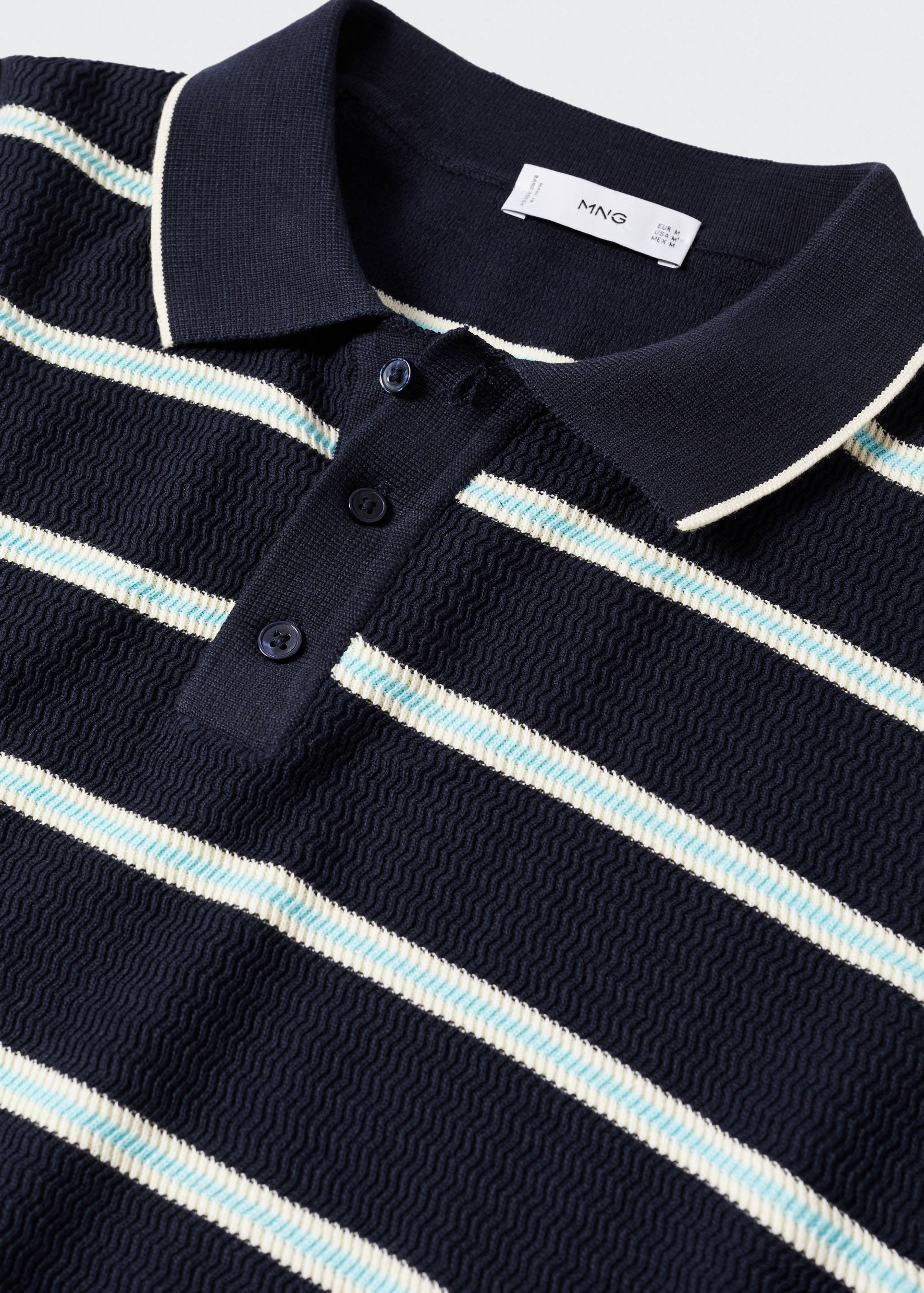 Striped textured knitted polo shirt - Details of the article 8
