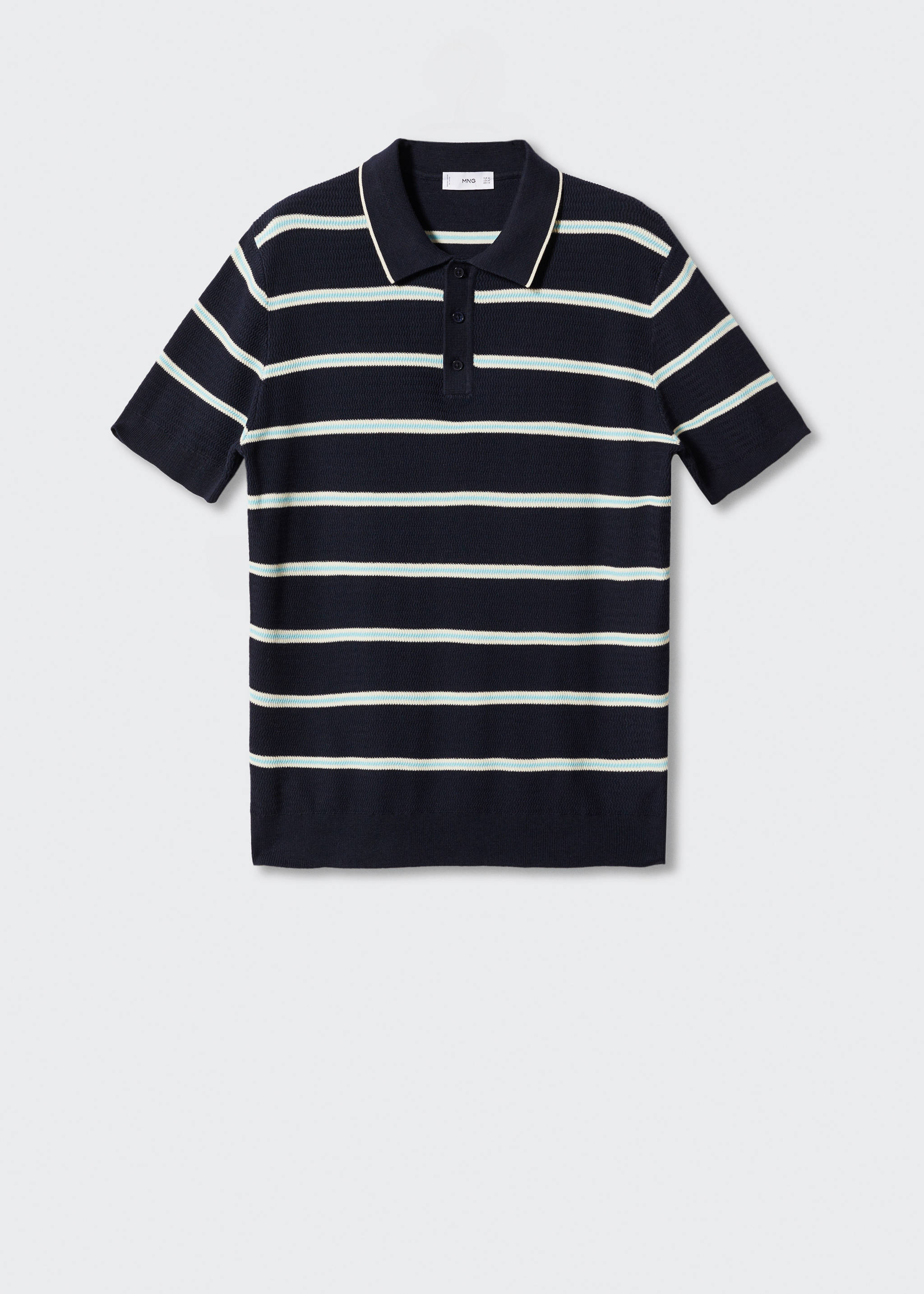 Striped textured knitted polo shirt - Article without model