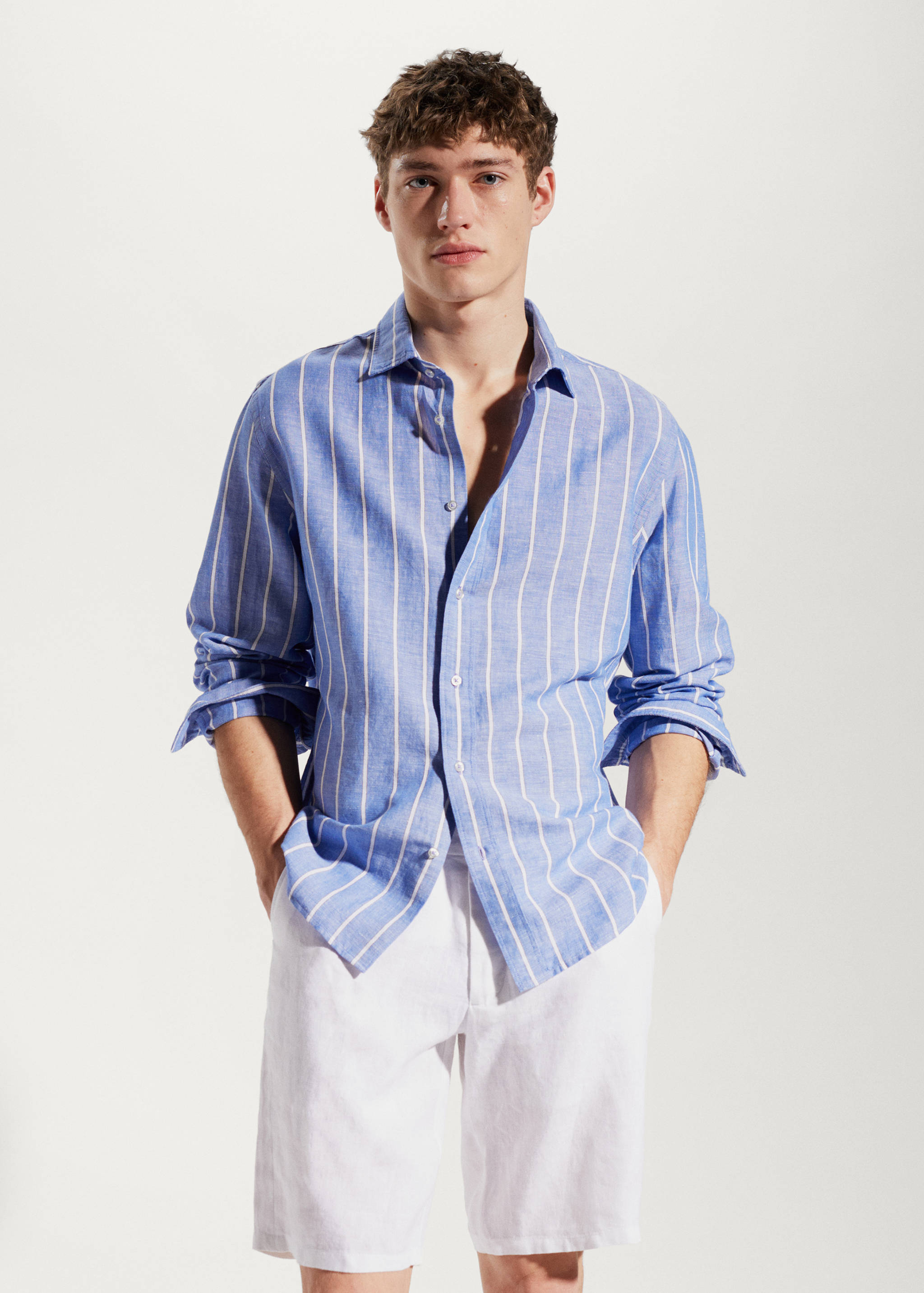 Regular-fit striped linen shirt - Medium plane