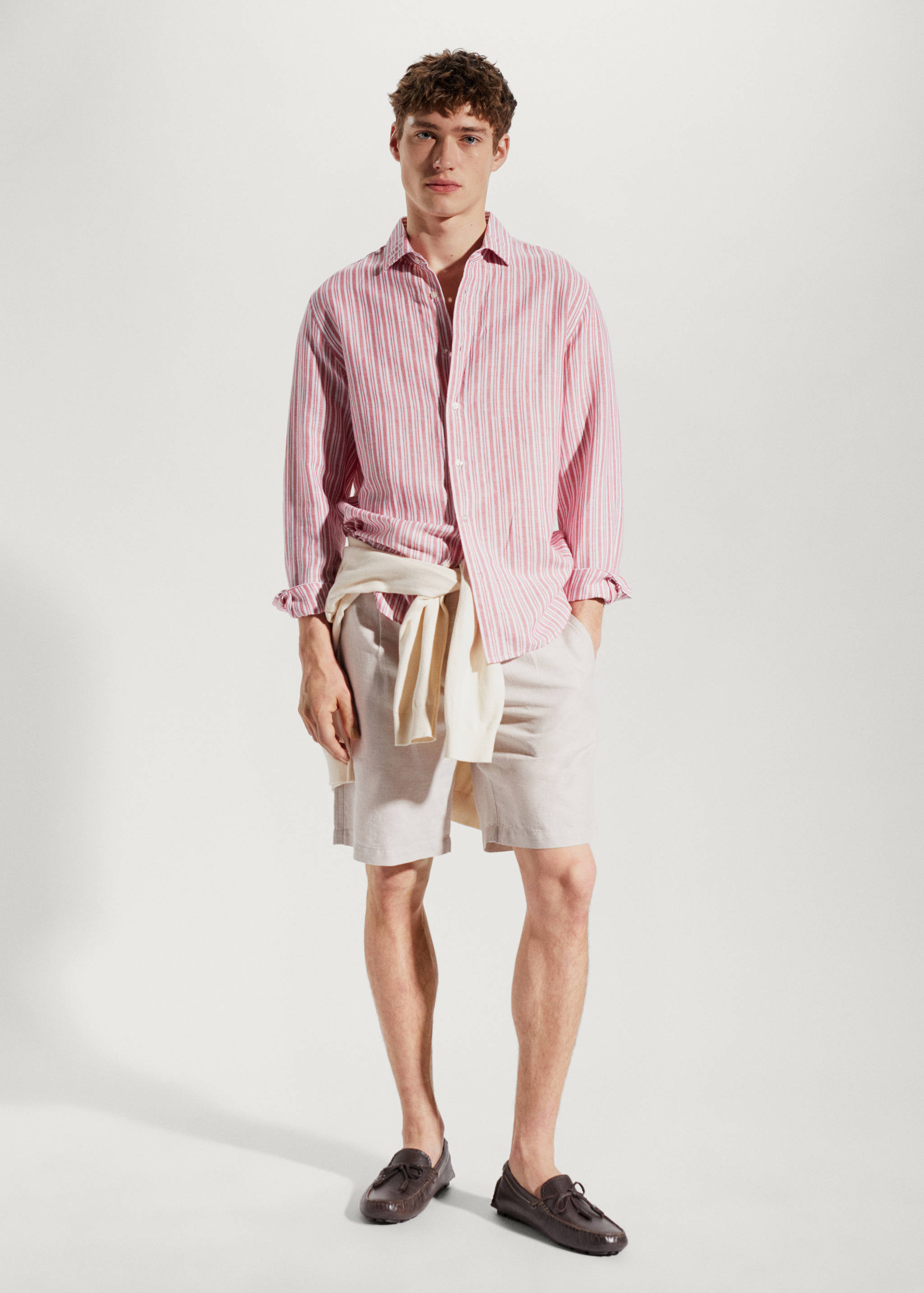 Regular-fit striped linen shirt - General plane