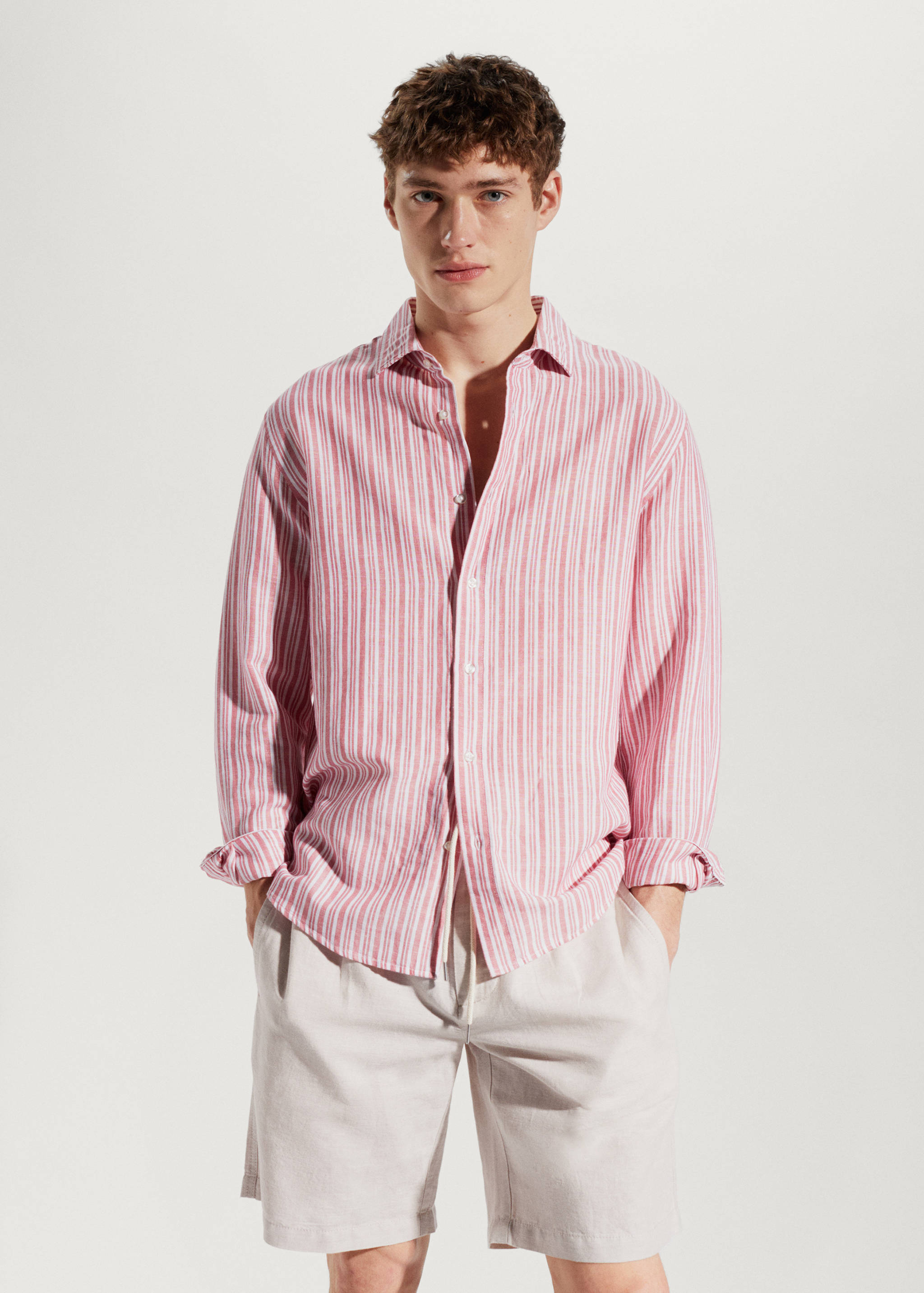 Regular-fit striped linen shirt - Medium plane