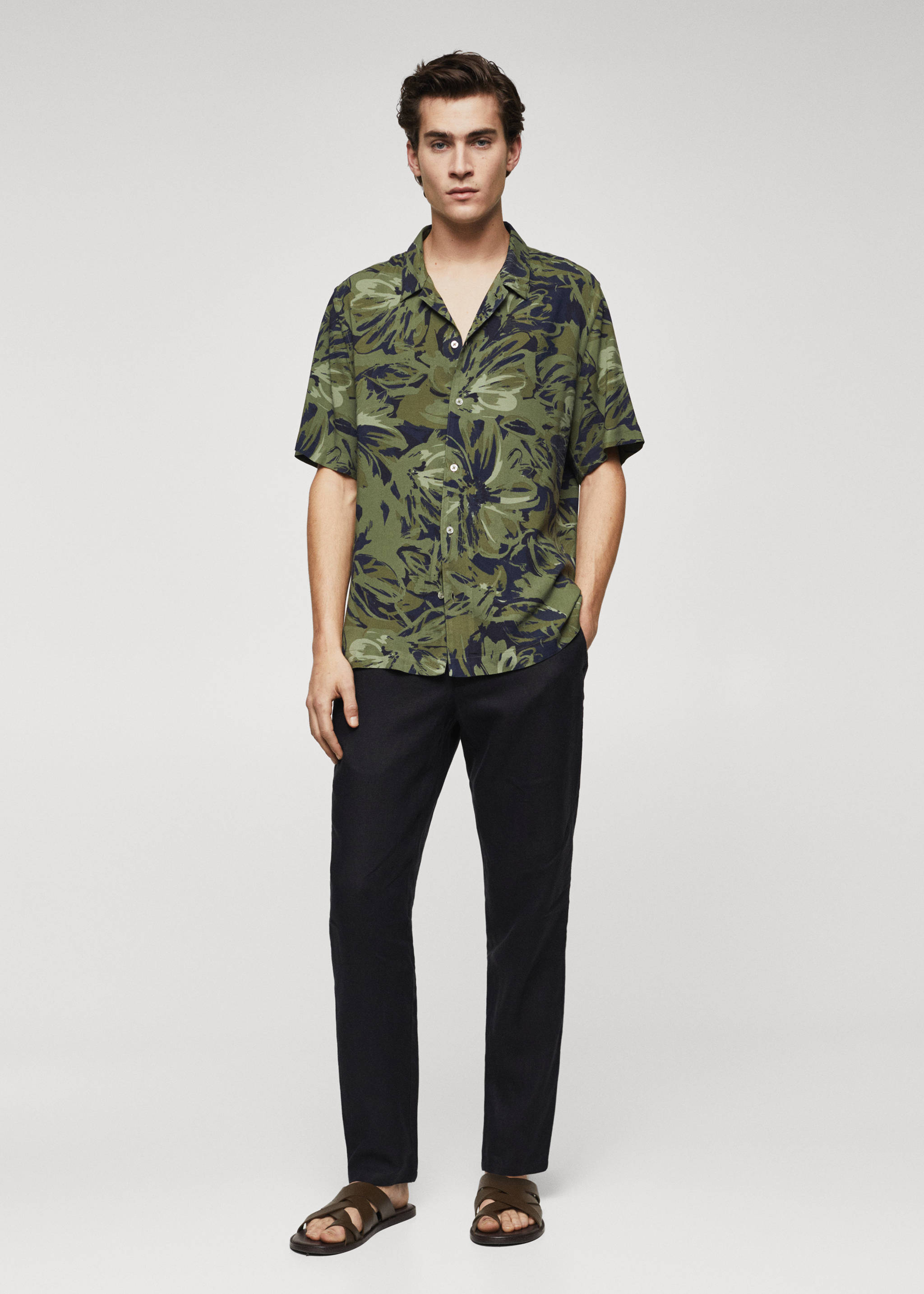 Regular fit tropical print shirt - General plane