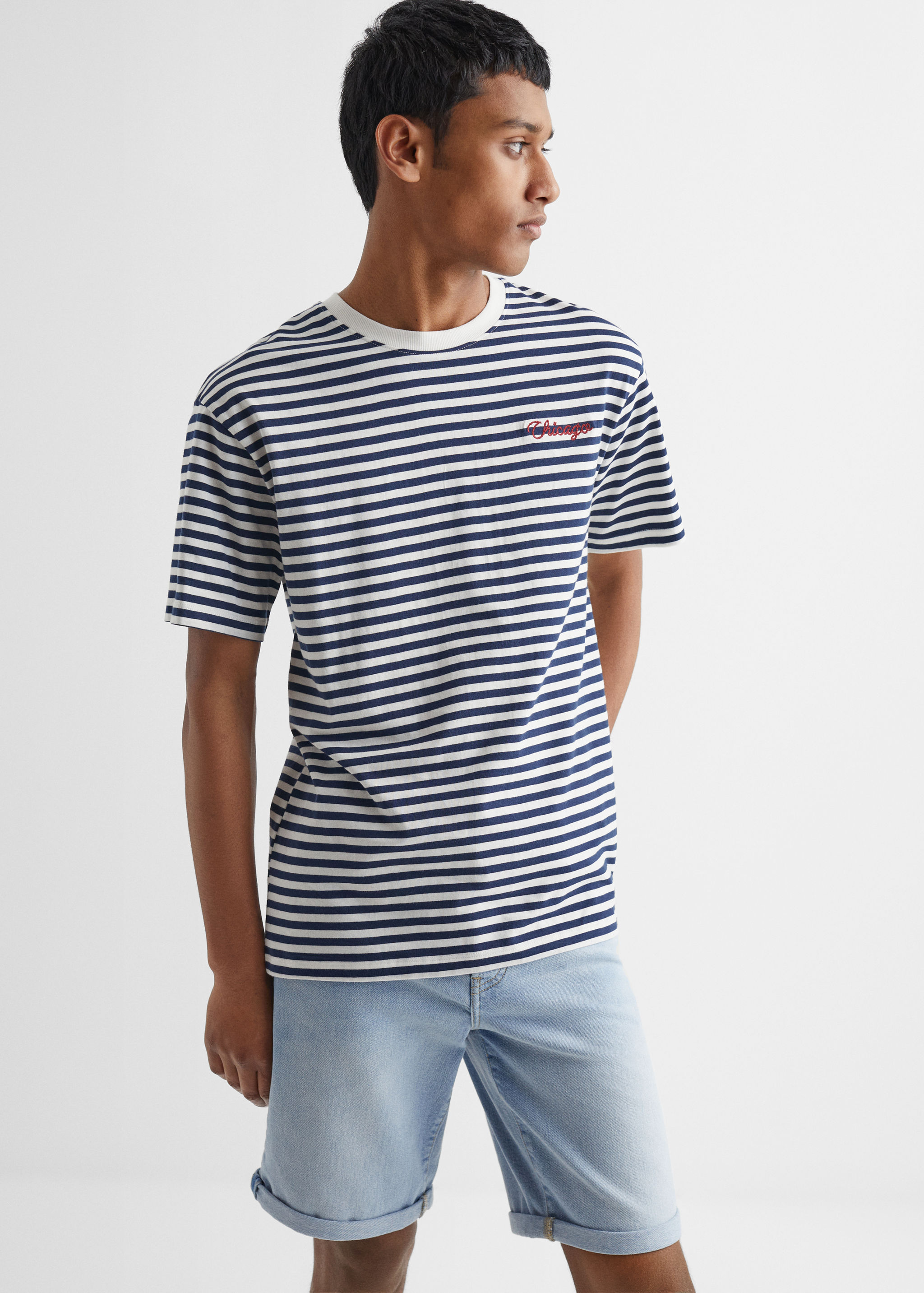 Striped cotton T-shirt - Medium plane