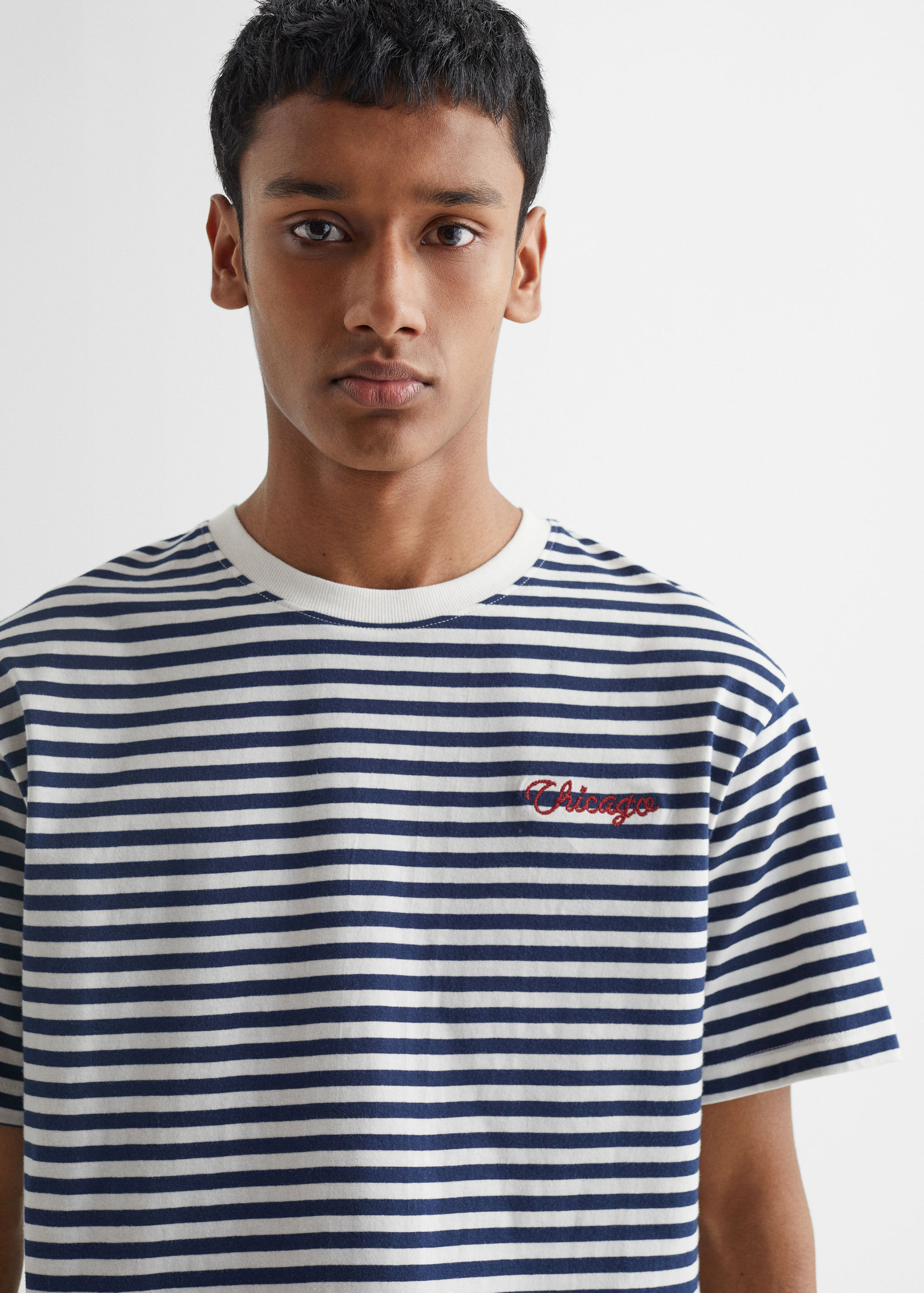 Striped cotton T-shirt - Details of the article 1