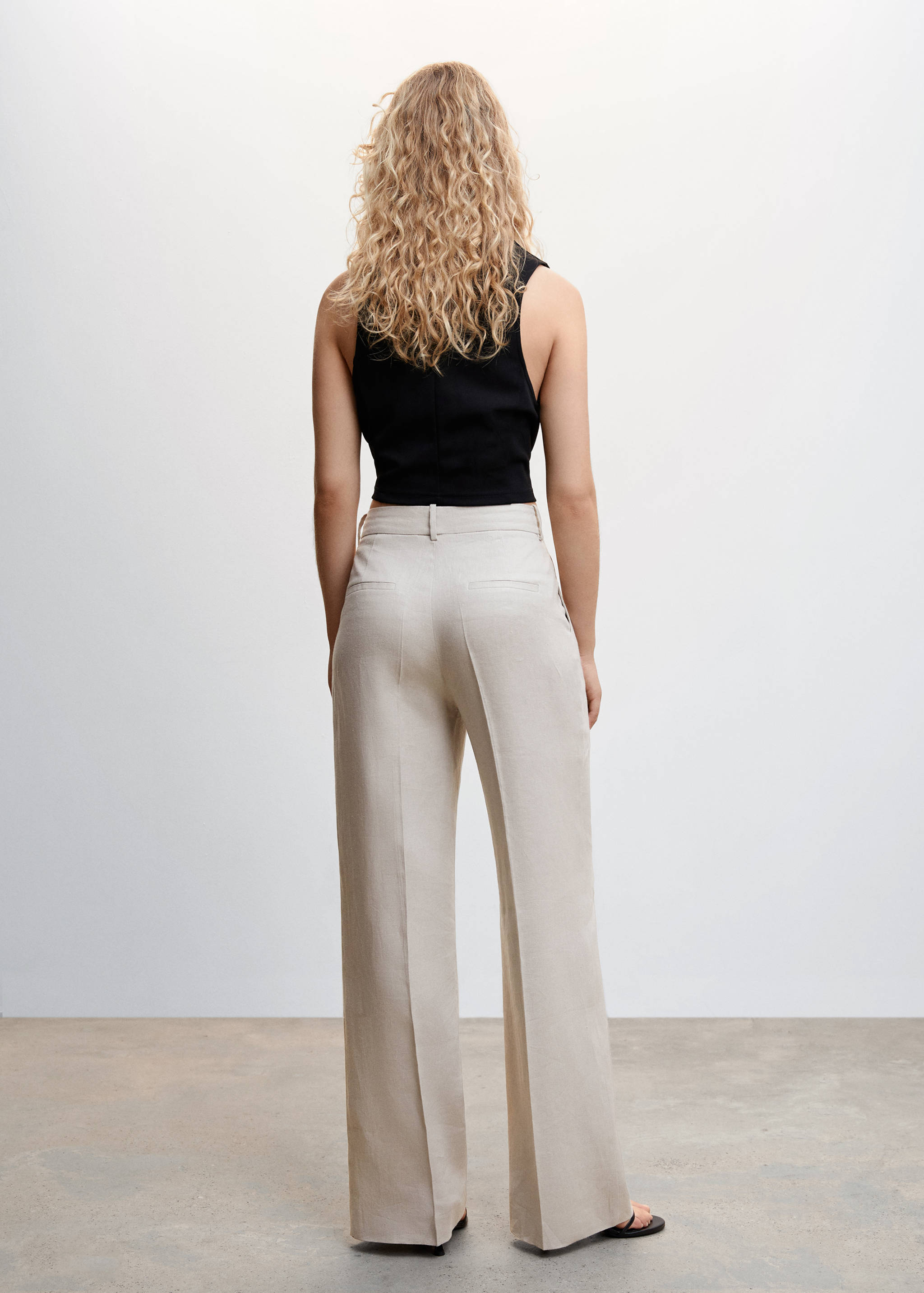 Straight linen-blend trousers - Reverse of the article