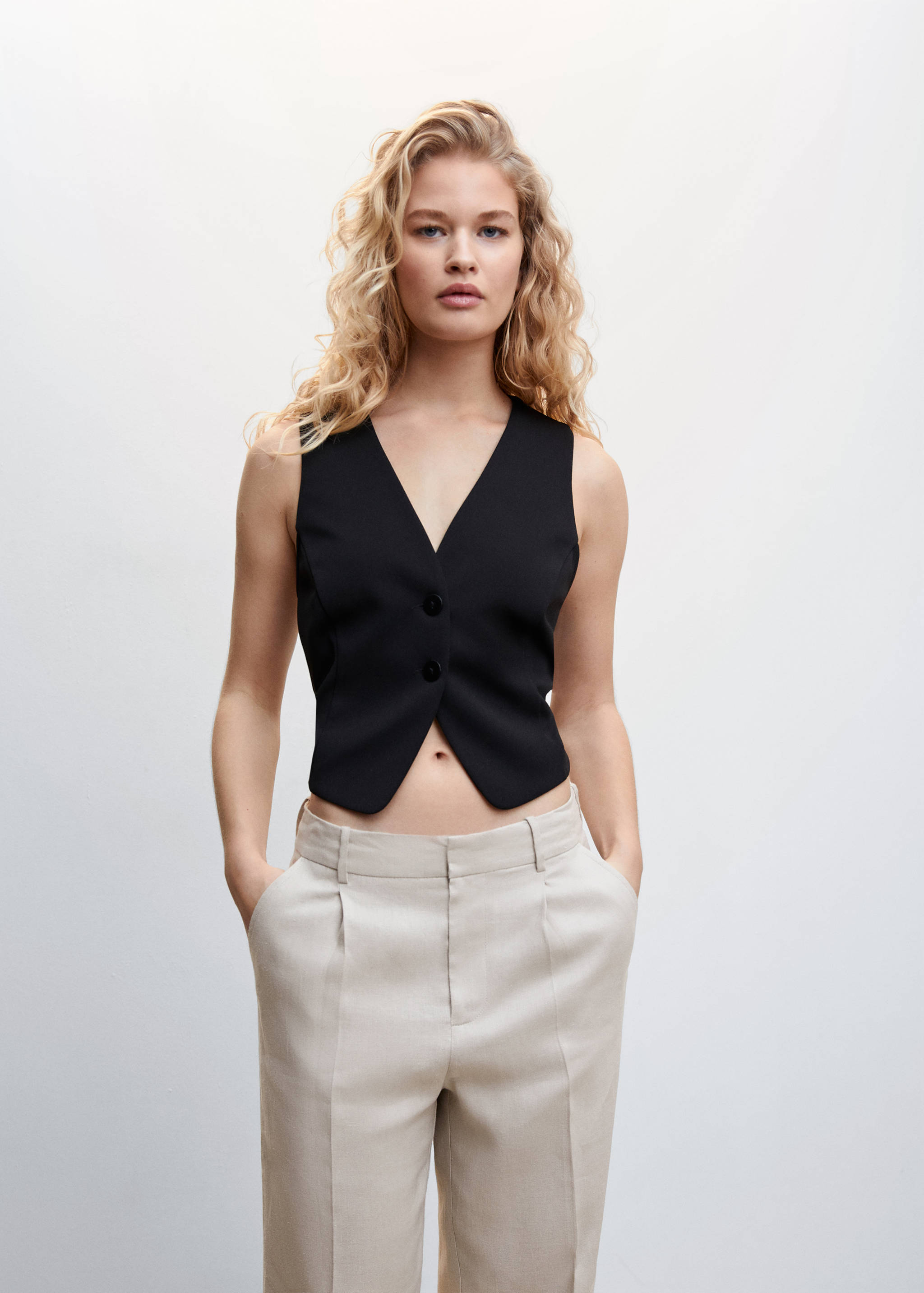 Straight linen-blend trousers - Details of the article 4