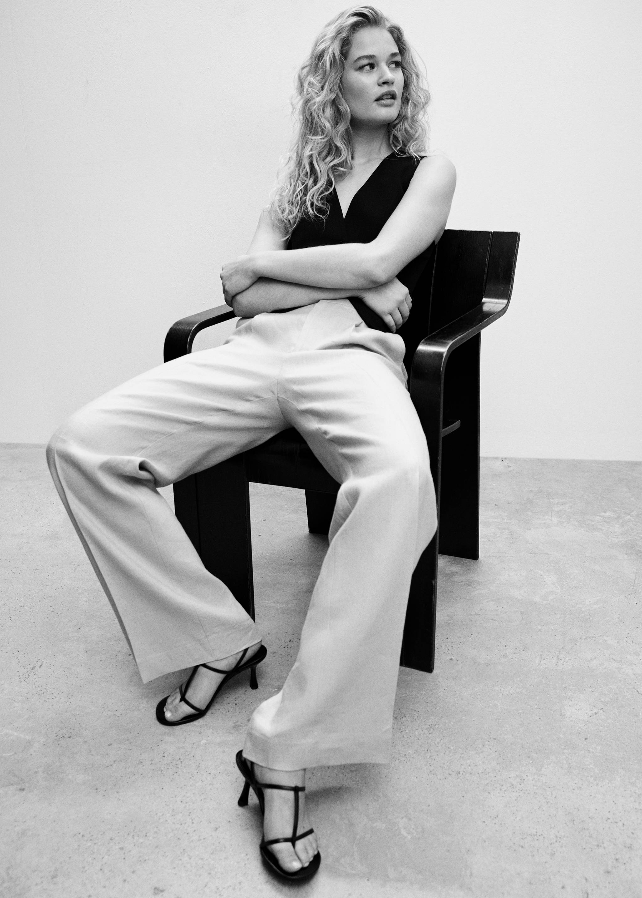 Straight linen-blend trousers - Details of the article 2