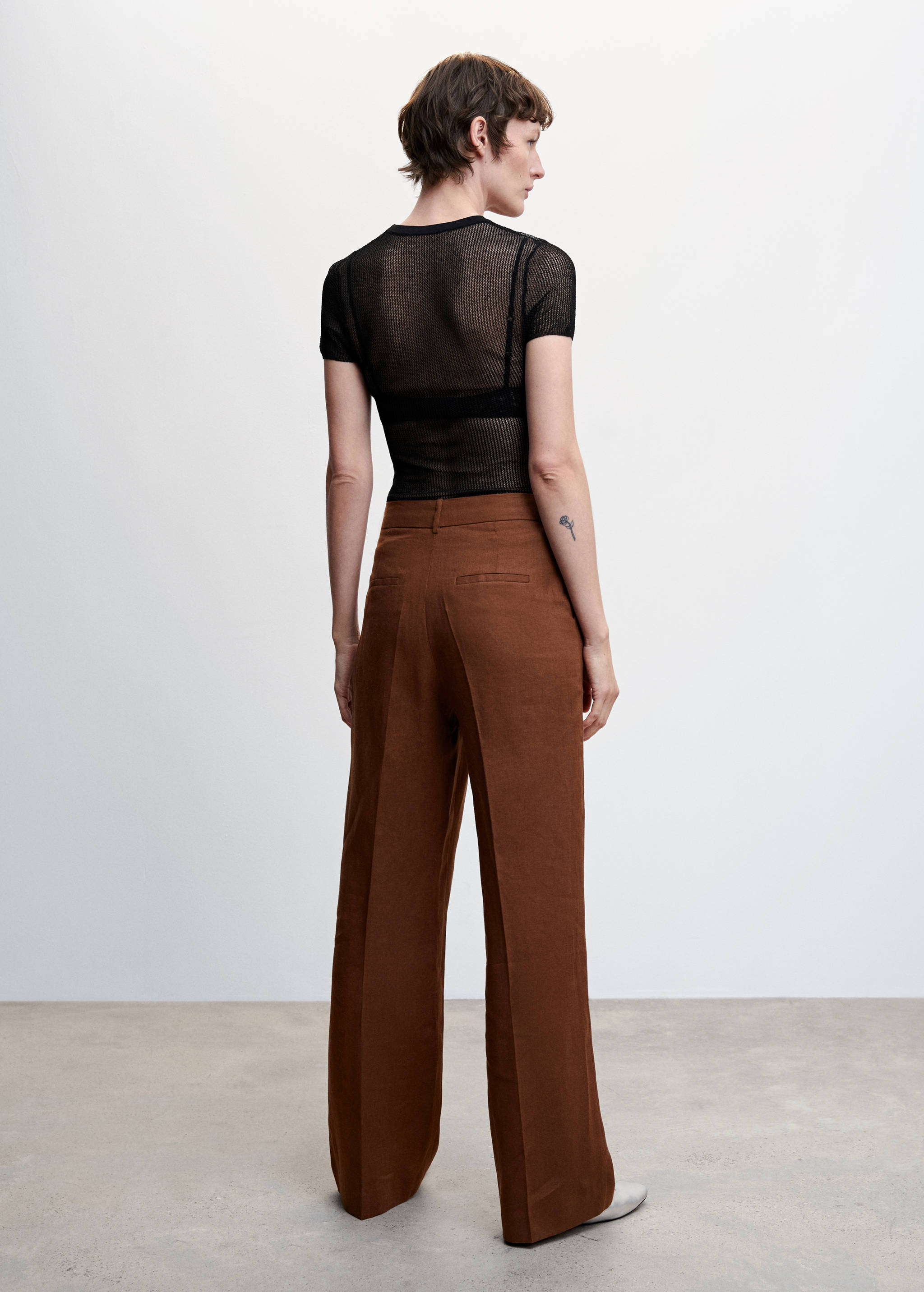 Straight linen-blend trousers - Reverse of the article