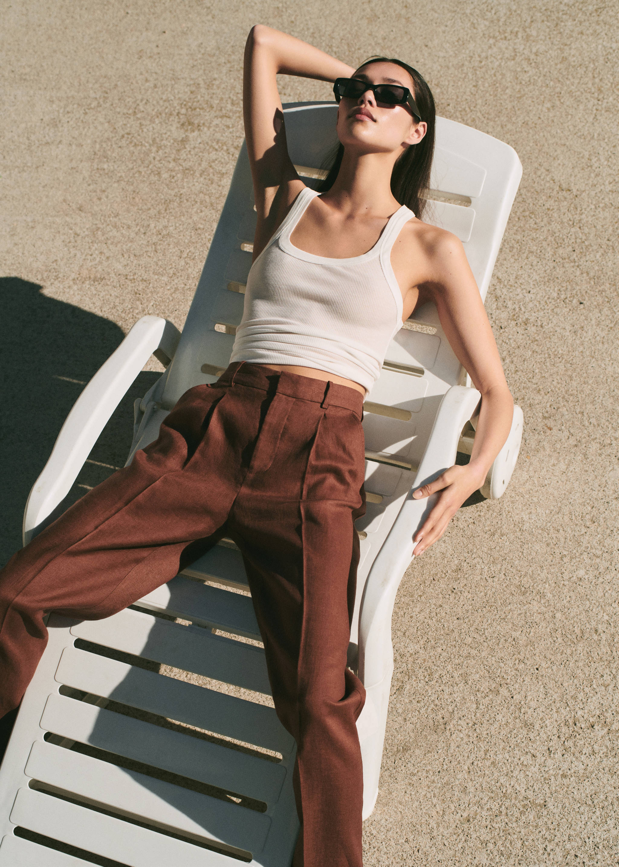 Straight linen-blend trousers - Details of the article 6