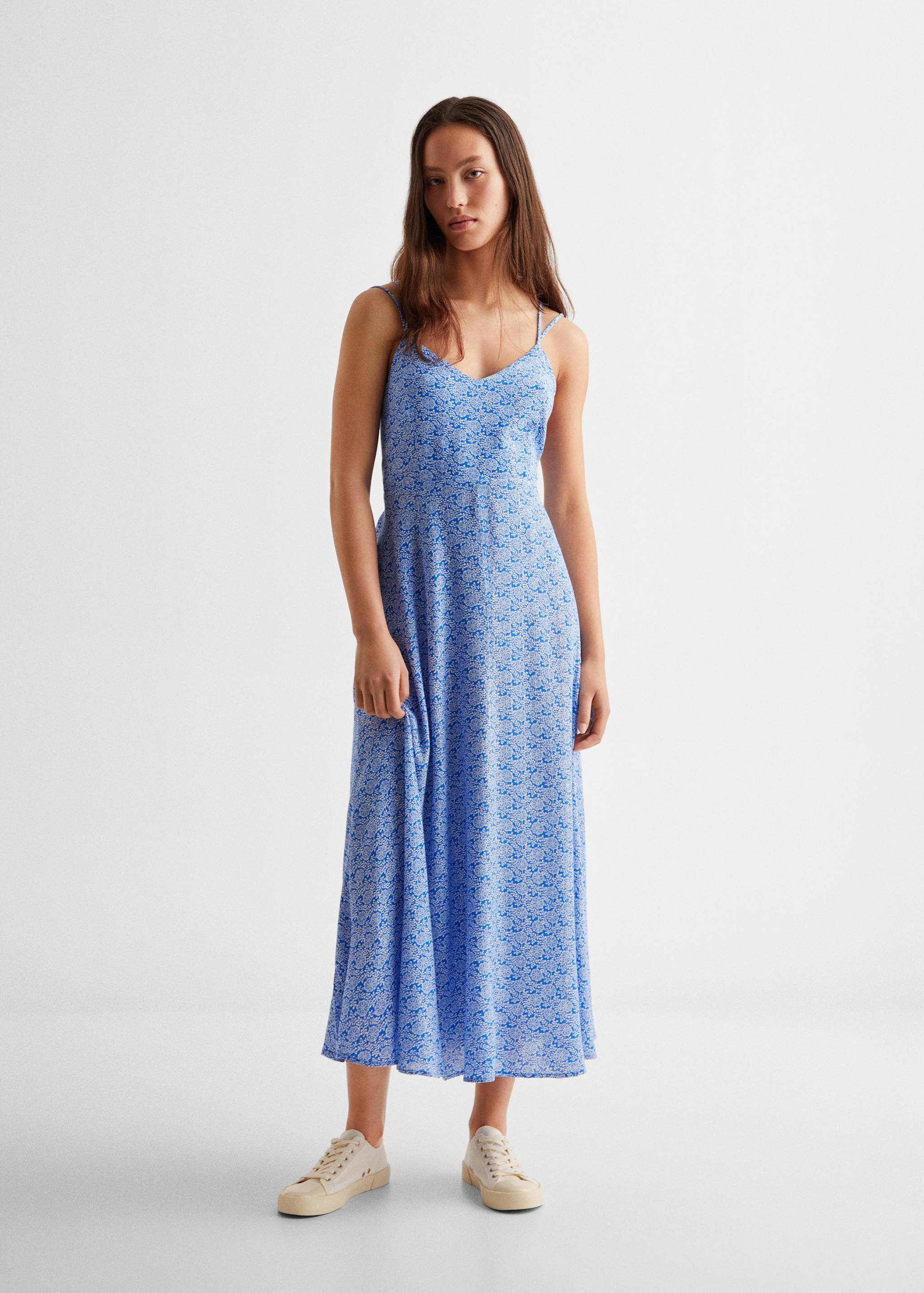 Langes, bedrucktes Kleid - Allgemeine Ansicht