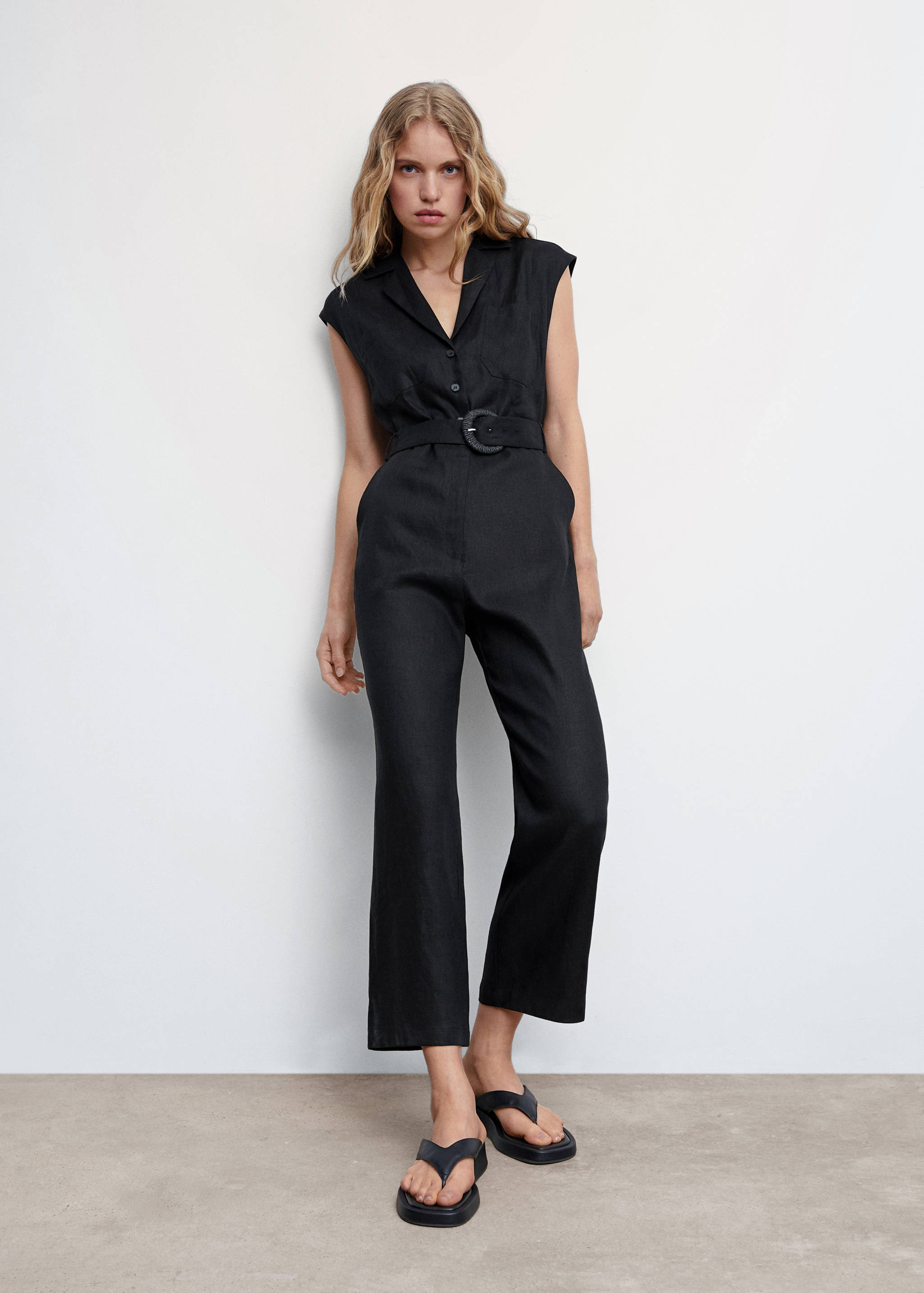 Belt linen jumpsuit - Details of the article 2