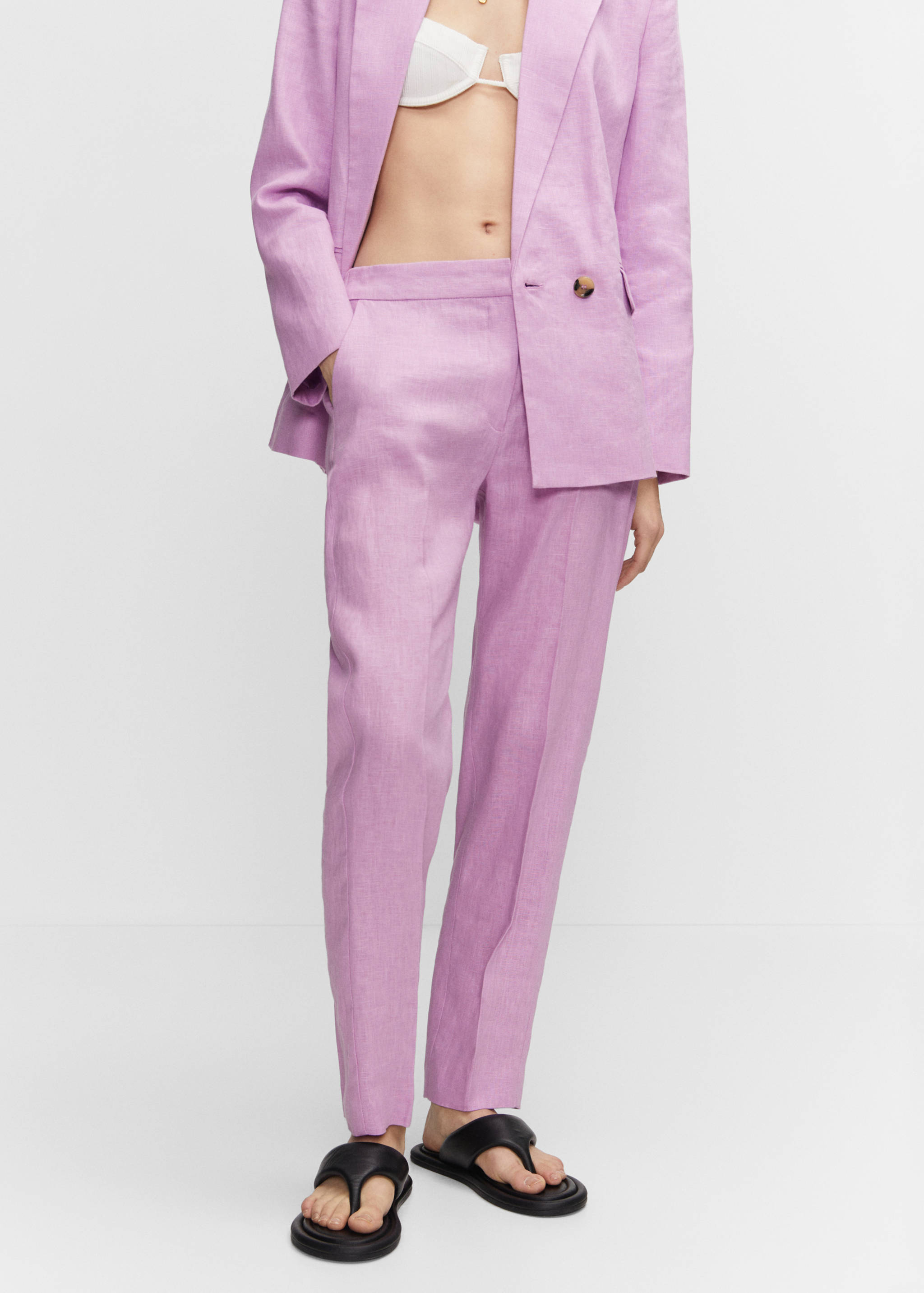 100% linen trousers - Medium plane