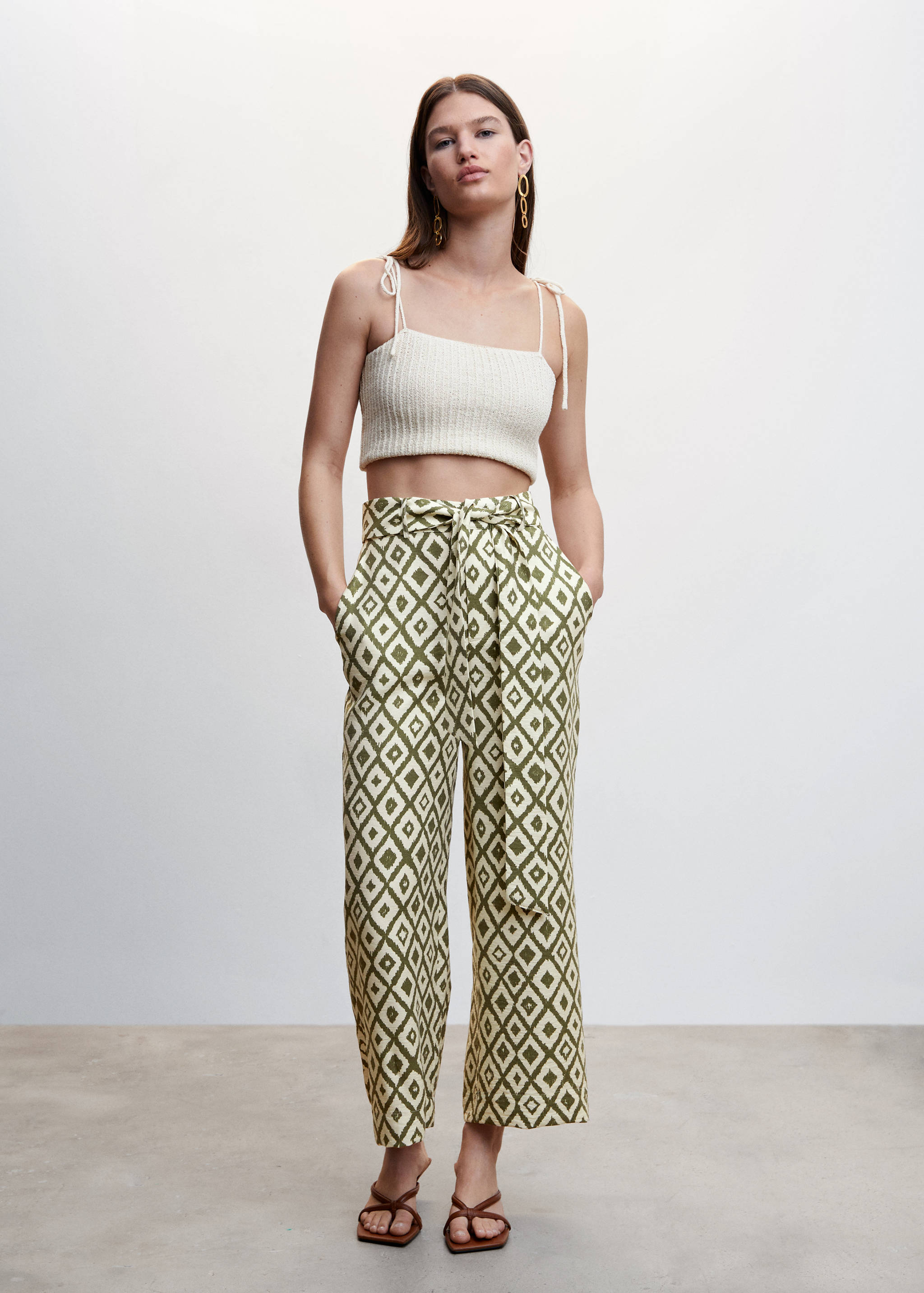 Printed trousers with bow - General plane